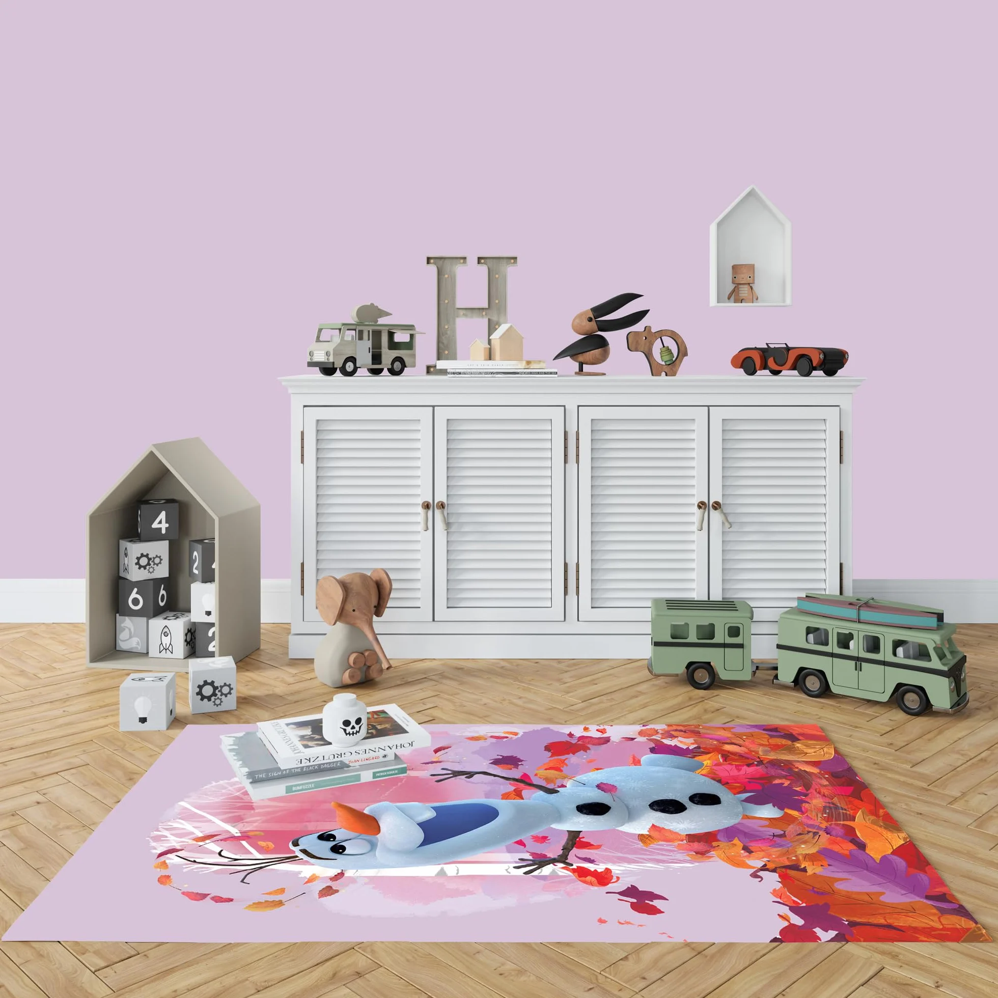 BERONAGE Disney Frozen 2 Tappeto da camera per bambini Olaf 100 cm x 133 cm, antiscivolo, antirumore per bambini, tappeto da gioco, tappetino da gioco, tappeto da ragazza Anna Elsa Olaf Sven Kristoff