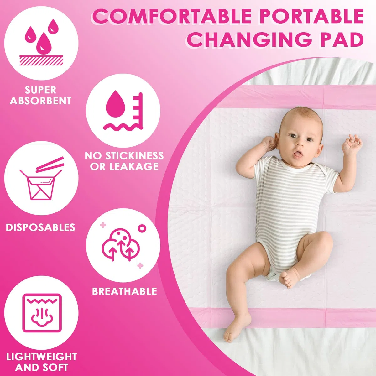 100 Pezzi 33 × 45 cm Traverse per Fasciatoi Monouso, Super Assorbente Traversine Neonato Fasciatoio, Getta e Getta Multiuso, Uscinetti per Cambio Incontinenza, Ultra Morbido, Impermeabile