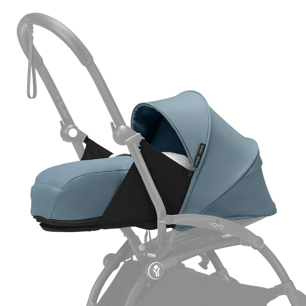 Stokke YOYO 0+ Newborn Pack, Aqua - Include materasso, capottina estendibile e allacciatura a 5 punti - Richiede telaio YOYO (venduto separatamente)