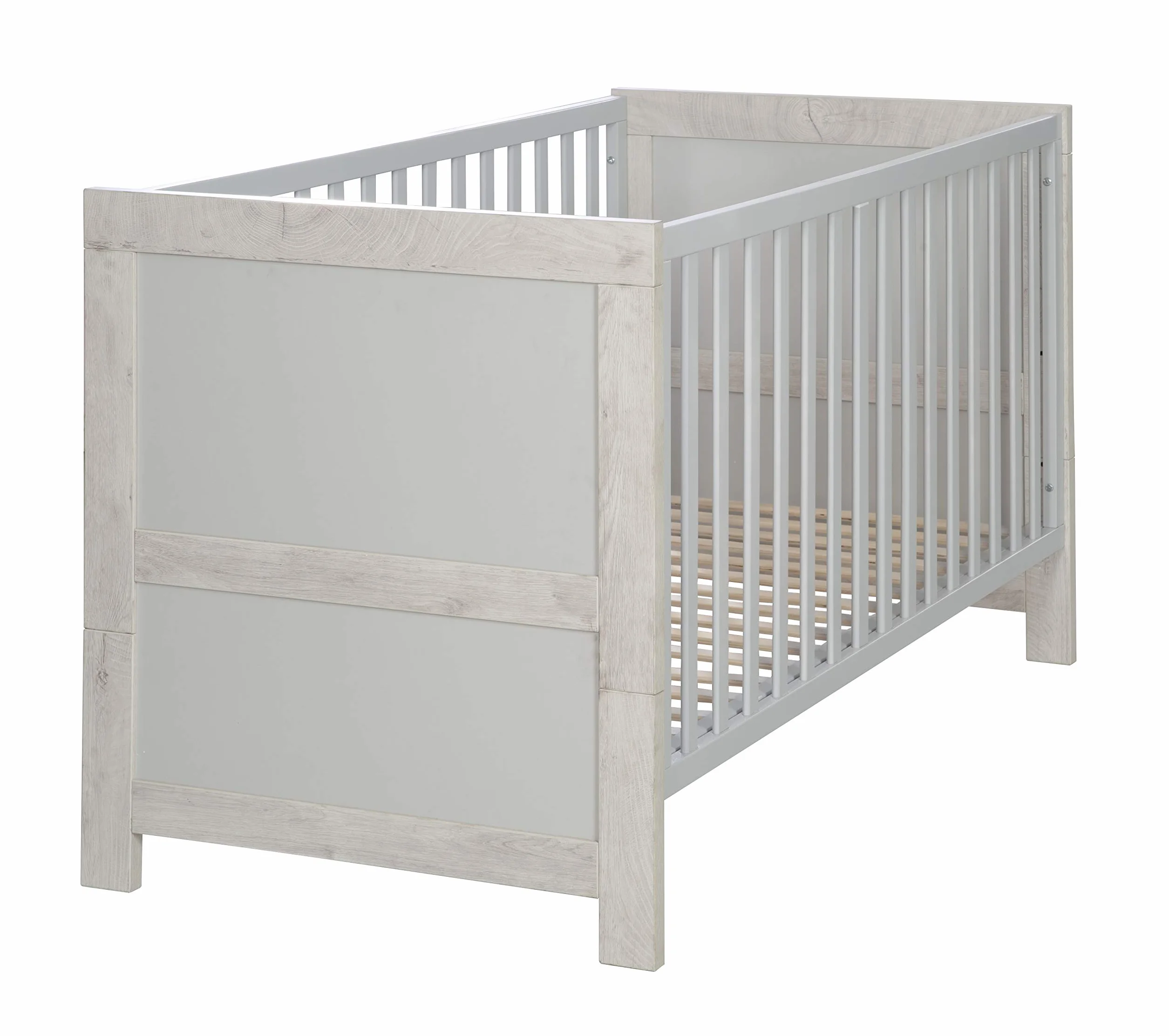 Cameretta per Bambini Mila Lettino Combinato 70x140 cm Fasciatoio Cassettiera Armadio 3 Ante Bianco Grigio
