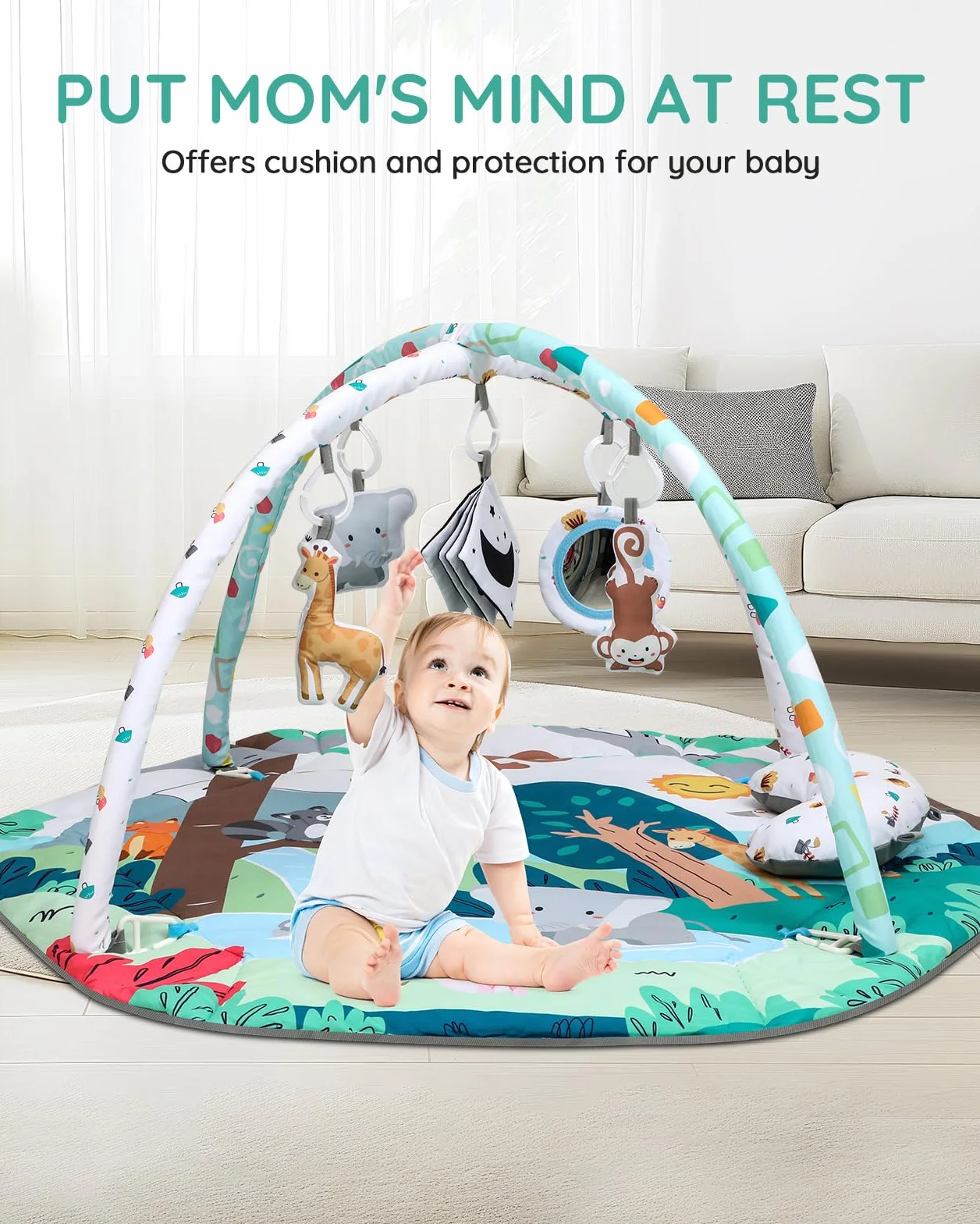 Lilian&Gema Palestrina Neonato, Palestrina Evolutiva Neonato con 6 giochi sensoriali per lo sviluppo sensoriale e motorio da 0-18 mesi,che la rendono il regalo perfetto per il tuo bambino