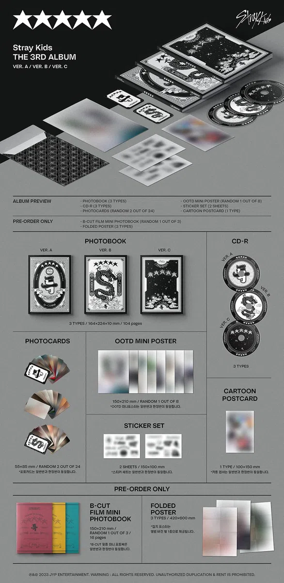 STRAYKIDS SKZ - 3RD ALBUM 5 FIVE STAR, [B VERSION]