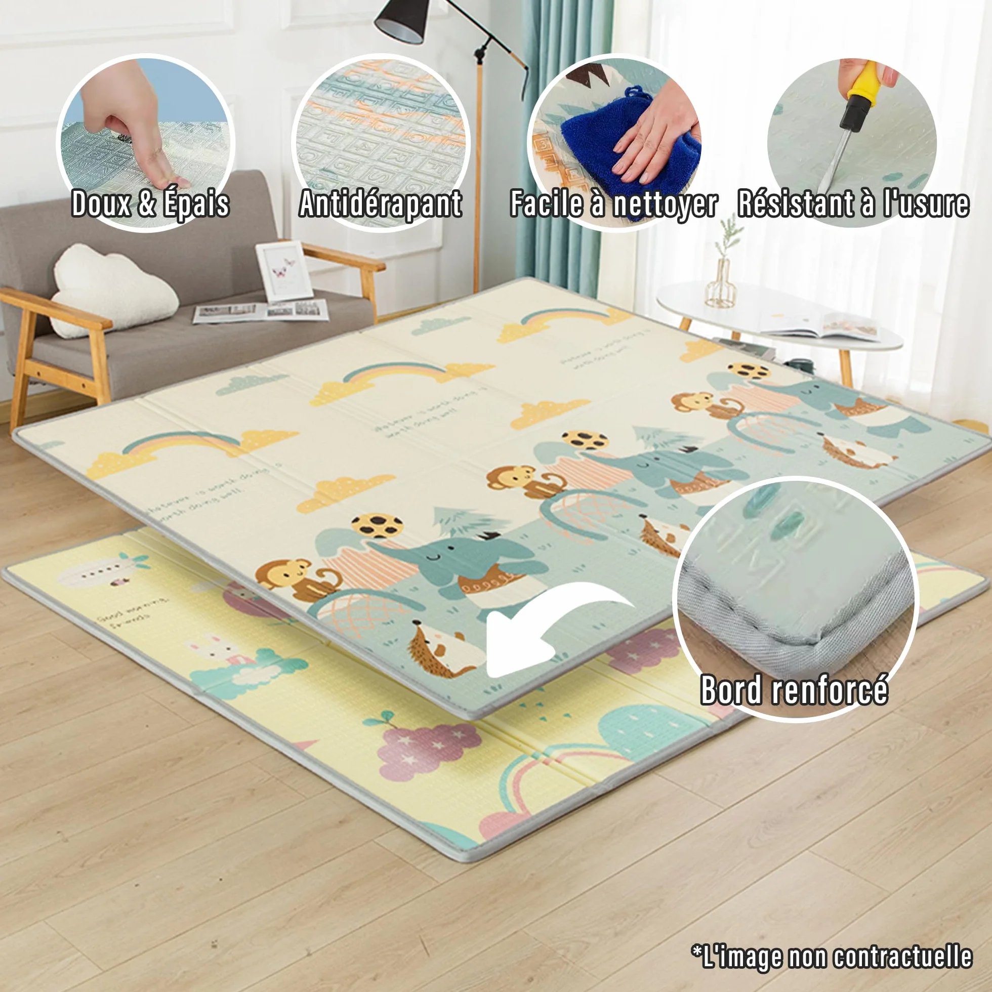 Baby box completo con tappeti, parco bambino in tessuto Oxford, centro attività per interni ed esterni, parco giochi per bambini con rete traspirante su quattro lati e ventose (150 x