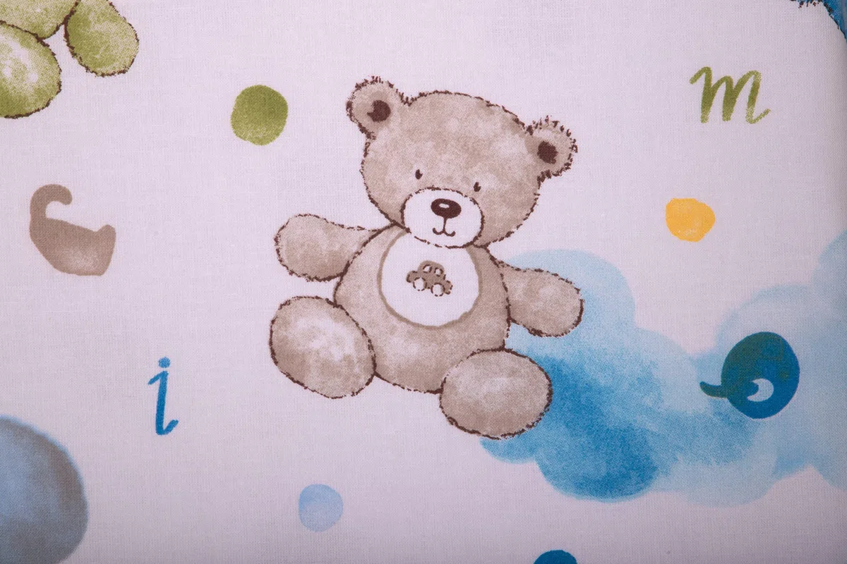 Completo lenzuoline lenzuolini set lenzuola stampa fantasia 100% cotone made in italy per lettino lettino con sbarre bimbo bimba bimbi neonato bebe LETTINO ORSETTI AZZURRO