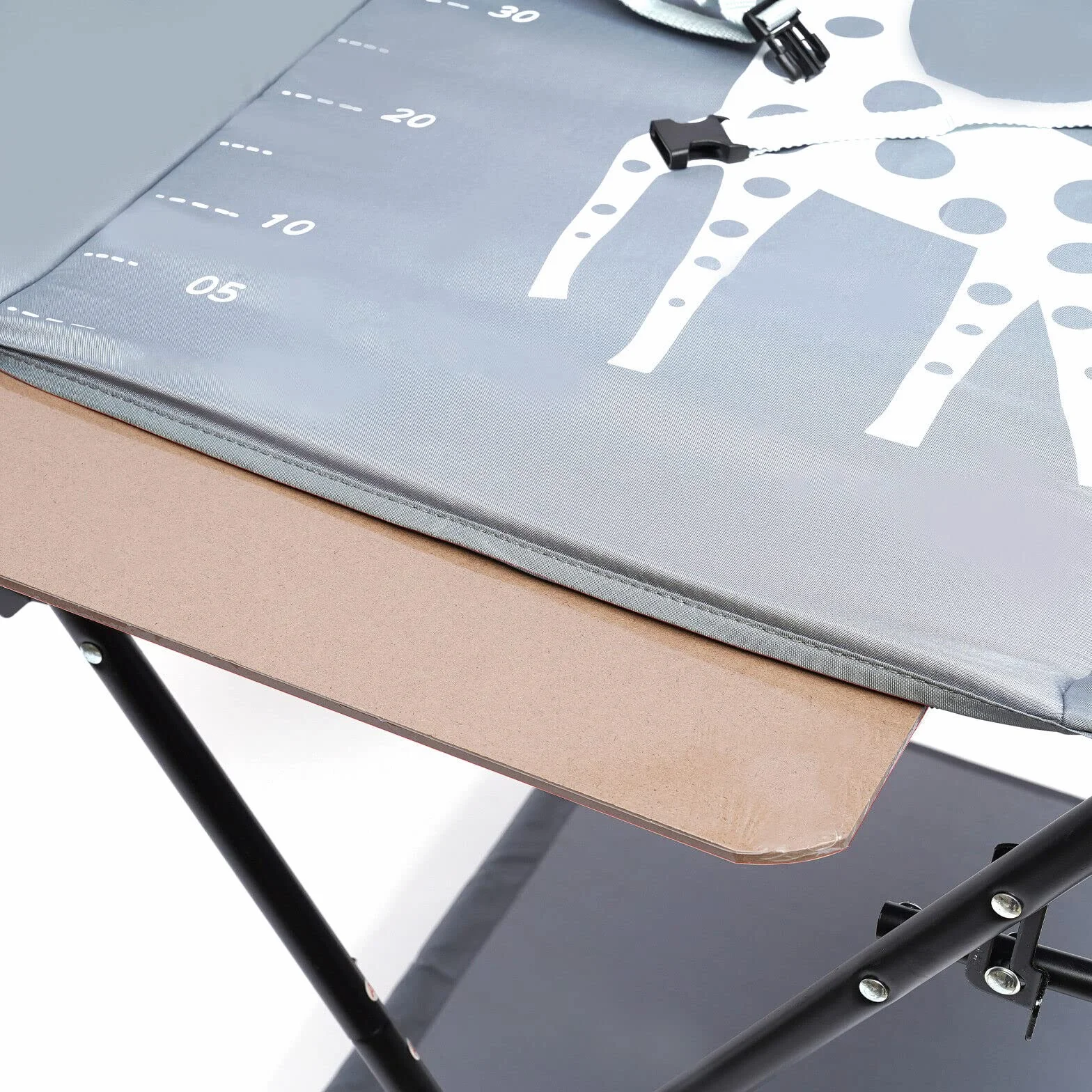 Fasciatoio pieghevole con divisorio rimovibile e cintura di sicurezza, grigio 80x63x96 cm