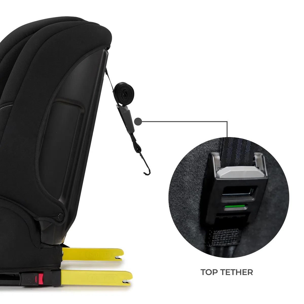Kinderkraft SAFETY FIX 3 PRO I-SIZE 76-150 cm Seggiolino Auto 9-36 kg isofix, Alzatina auto bimbi, Poggiatesta regolazione, Cinture di sicurezza, extra TOP TETHER, Facile da pulire, Nero