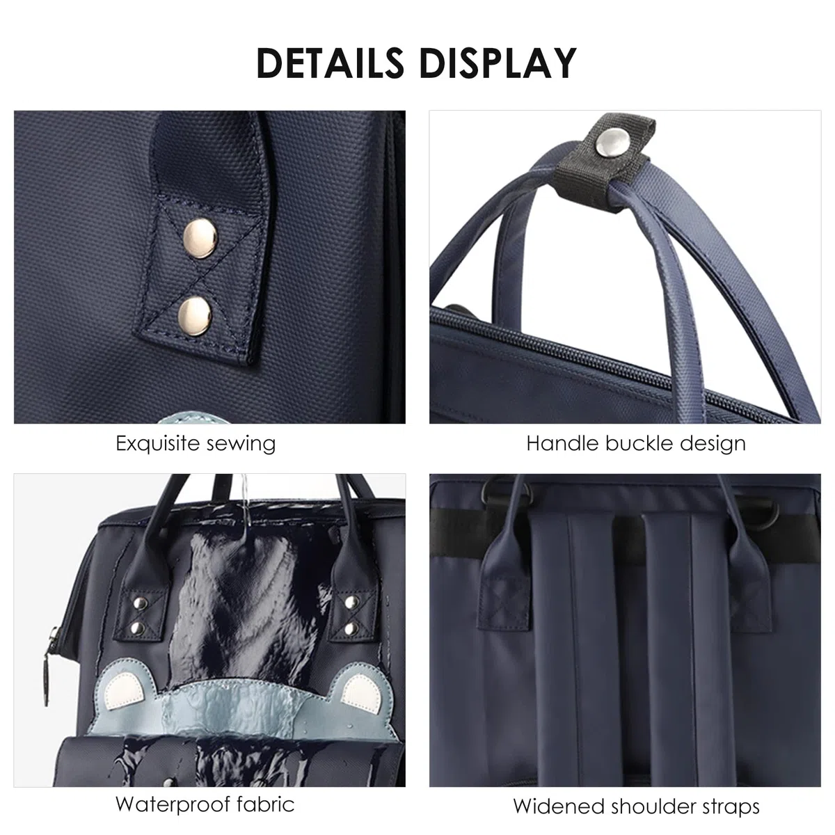 SONARIN Grande Capacità Zaino Fasciatoio Alla Moda,Borsa per Pannolini Multifunzione Impermeabile Zaino Mamma Neonato Borsa Fasciatoio da Viaggio con Fasciatoio & Ganci per Passeggino