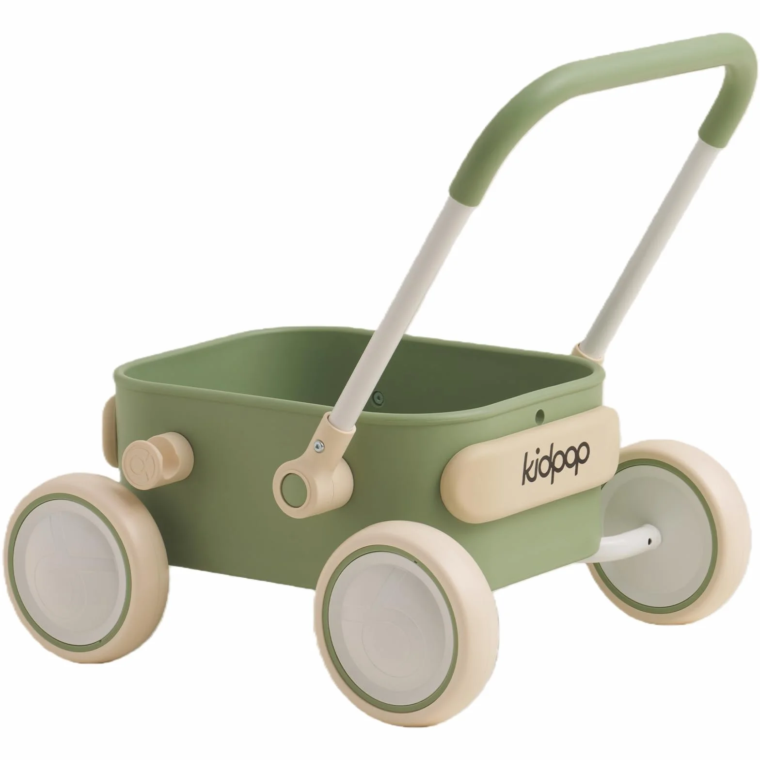 Kidpop PULA girello per bambini 6-18 mesi, carrello con ruote portatutto, carrello portaoggetti multiuso per bambini, gadget compleanno bambini, portata 15 kg (Verde)