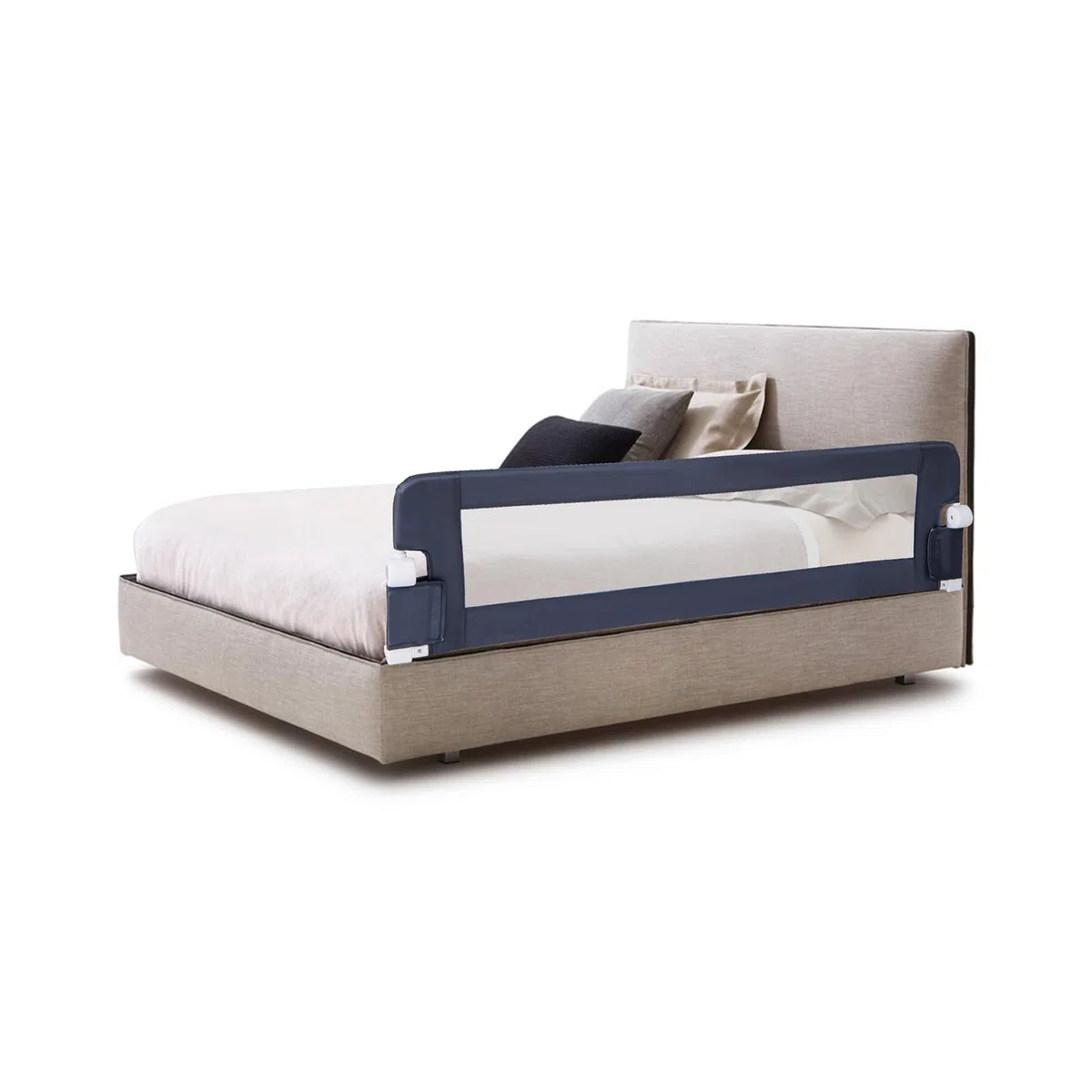 RELAX4LIFE Sponda Letto per Bambini 105/120/150cm, Barriera di Sicurezza, Traspirante e Pieghevole, Sbarra Letto per Letti Singoli e Matrimoniali (152x34x42cm, Grigio)