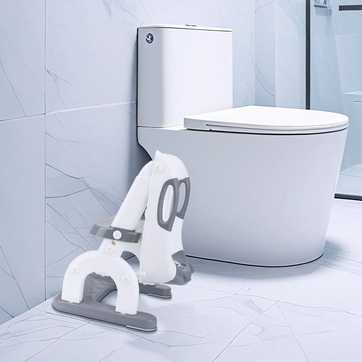 Sedile WC per bambini con scale, sedile WC regolabile in altezza, sedile WC pieghevole per bambini, vasino antiscivolo con gradini, comodo allenatore WC a partire dai 2 anni in su
