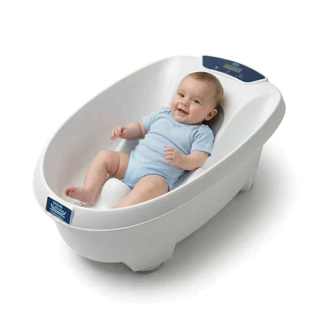 AquaScale 3-in-1 Vaschetta Bagnetto Neonato, Bilancia Digitale e Termometro per L'Acqua, Next Generation V3