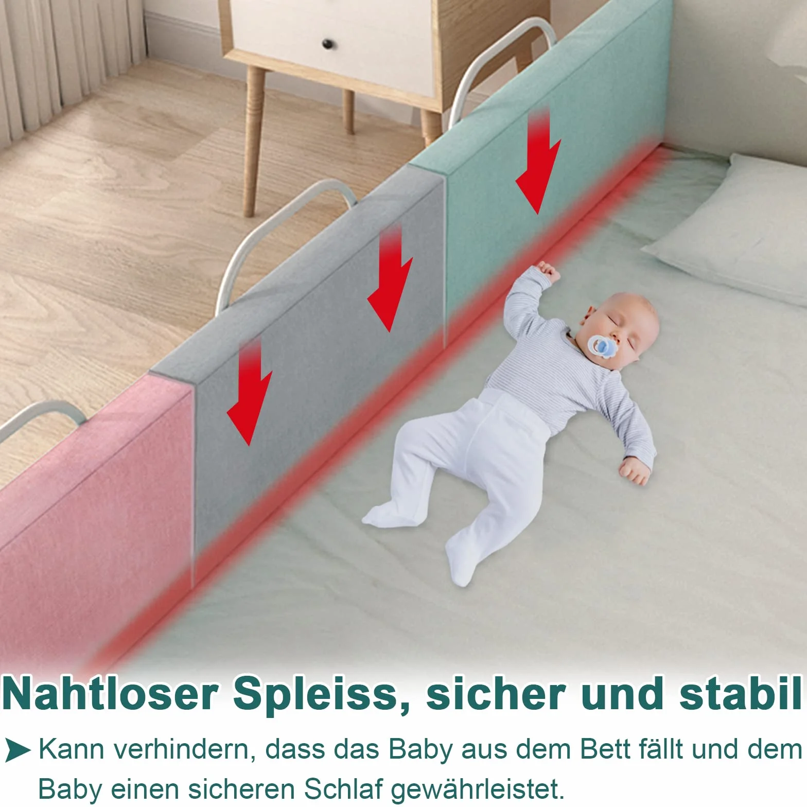 Uisebrt - 2 sponde di protezione per letto, 60 cm, protezione anticaduta, per bambini, 5 fori, regolabile in altezza, protezione di sicurezza, per neonati, bambini e ragazzi, 120 cm, colore rosa