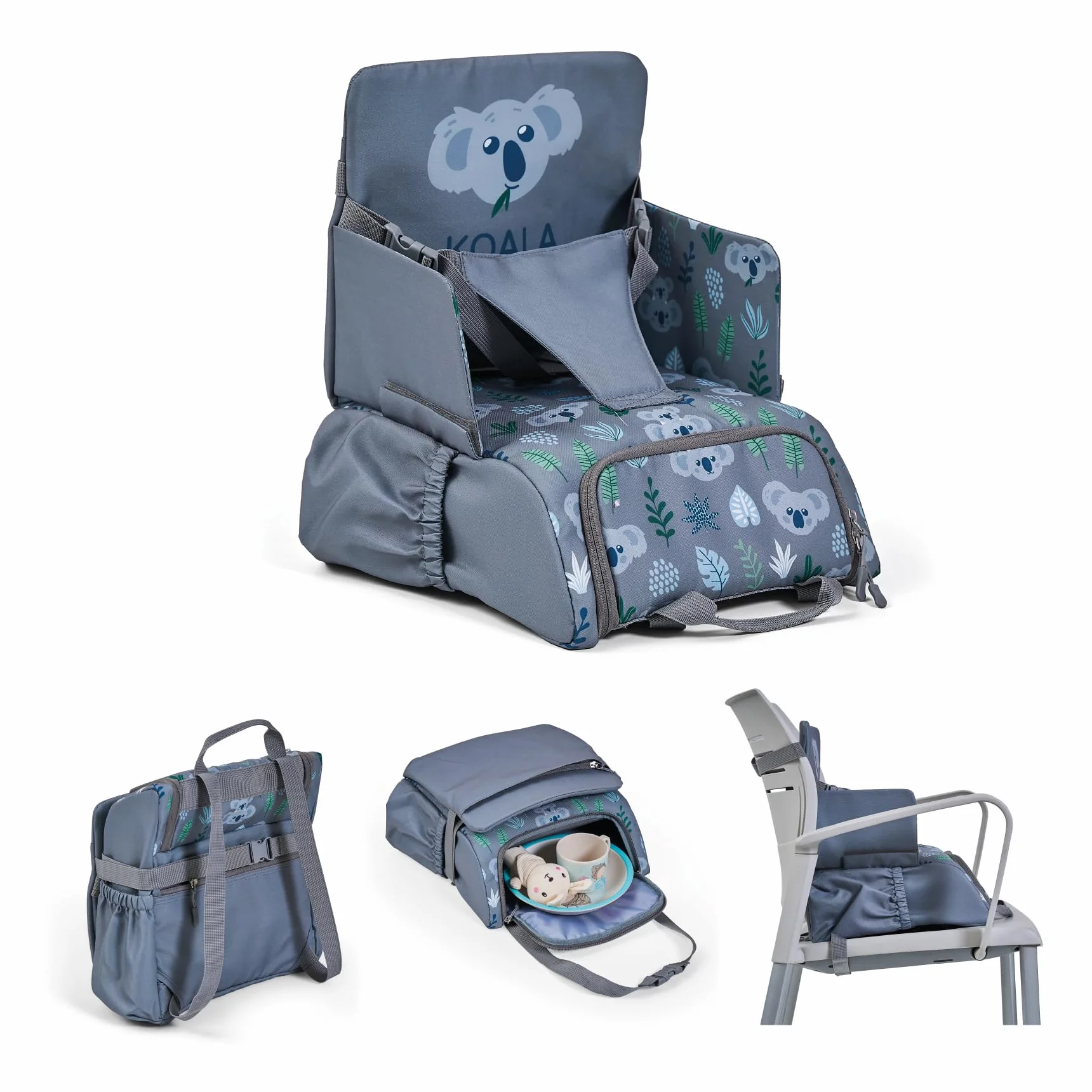 MS BabyWorld Booster Bag Stars Elevador de Viaje 2 en 1 con Arnés de 5 Puntos Mochila Convertible en Bandolera