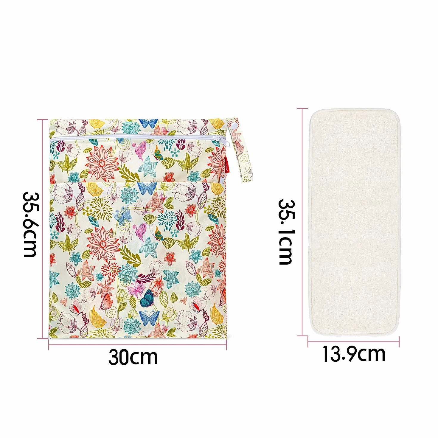 Damero Inserti per Pannolini con Wetbag (12 pezzi), Inserto Assorbente per Pannolini lavabili, 5 Strati, Fibra di Bambù