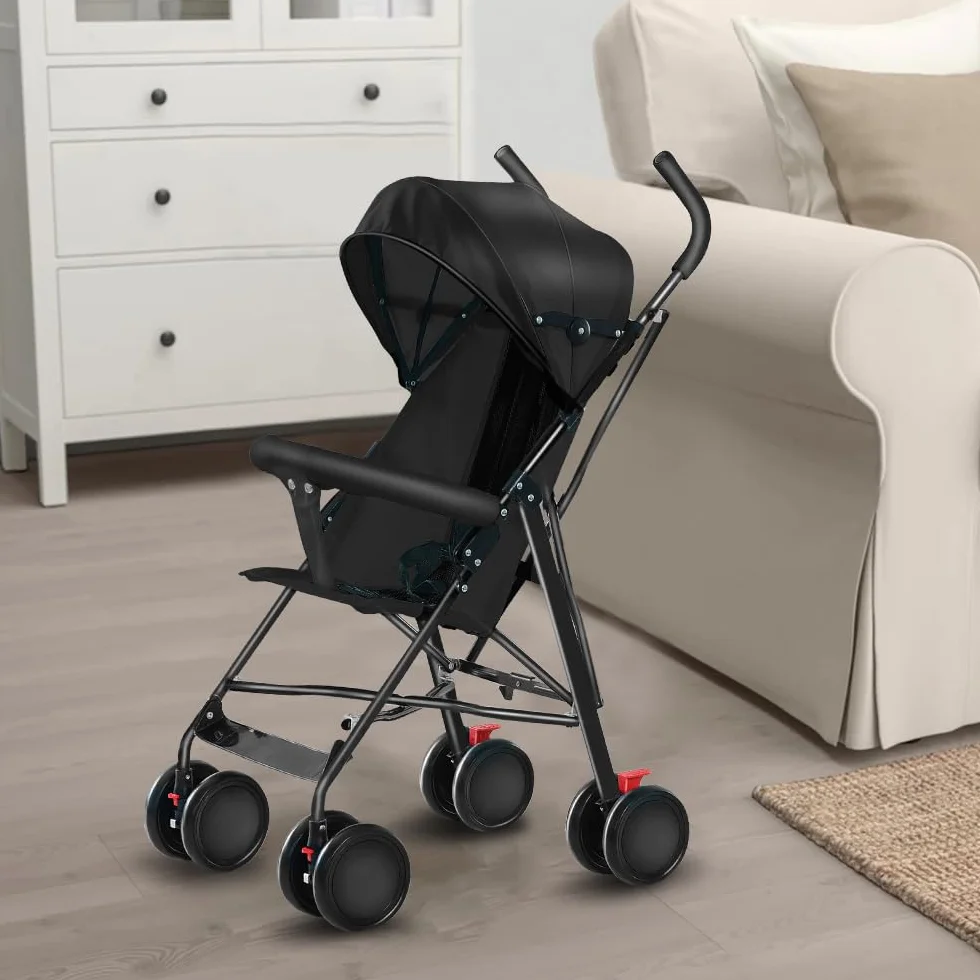 Passeggino Leggero Telaio Multiposizioni 6 Mesi 4 Anni 25 Kg Nero