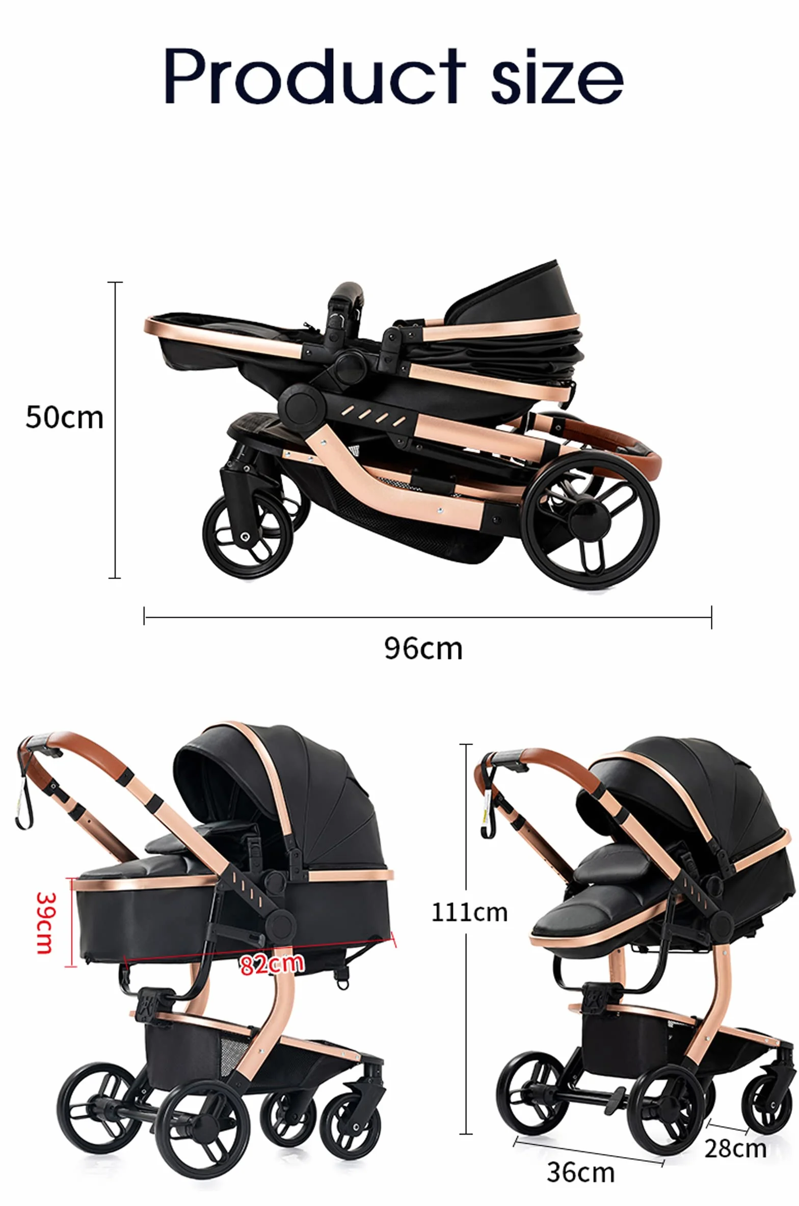 Passeggino Trio 3 in 1 Neonati con Accessori, Carrozzina Pieghevole Un Clic, Spinta Reversibile M518 Silver Blue
