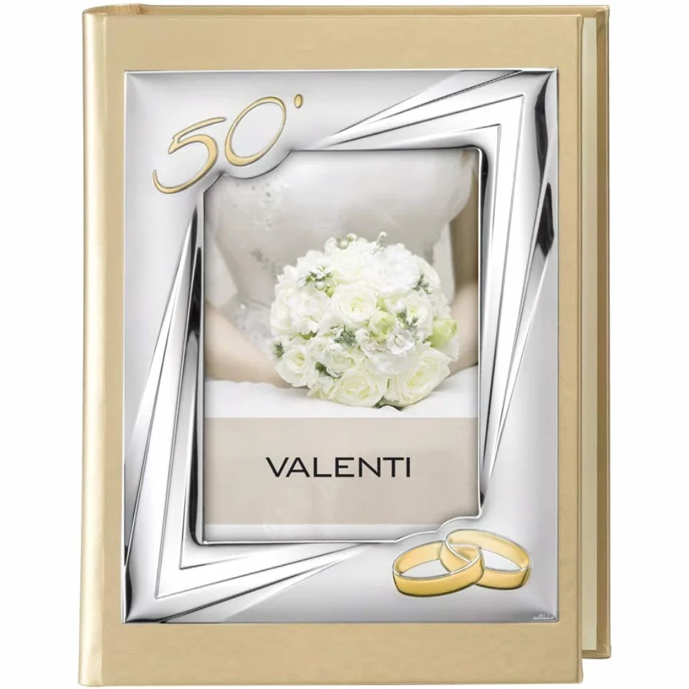 Valenti Argenti Album Portafoto 50° Anniversario Nozze Oro Foto Copertina cm 13x18