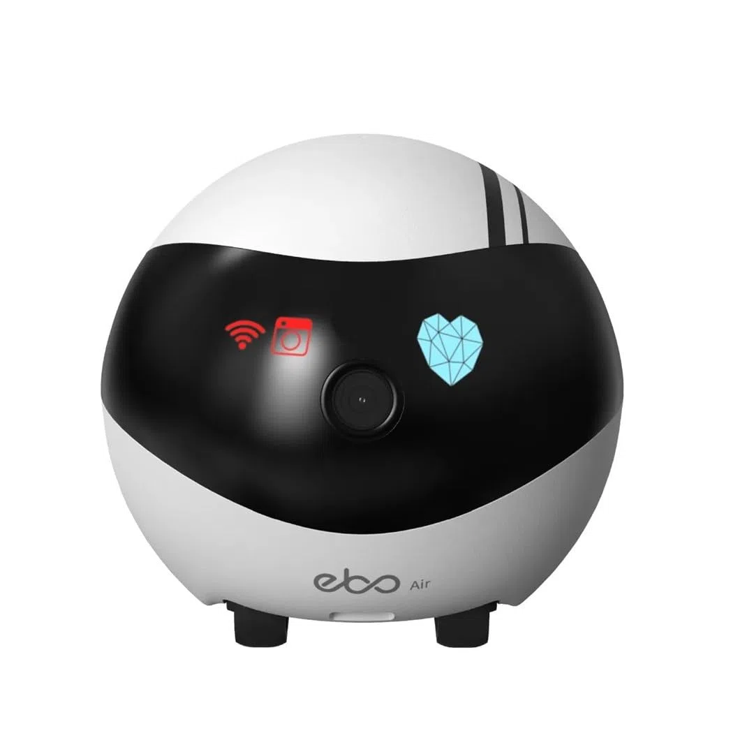 Enabot EBO AIR Telecamera per bambini e animali domestici 1080P, funzione AI intelligente, connettività Wi-Fi, visione notturna, auto-crociera, auto-ricarica, rilevazione del movimento, audio a 2 vie