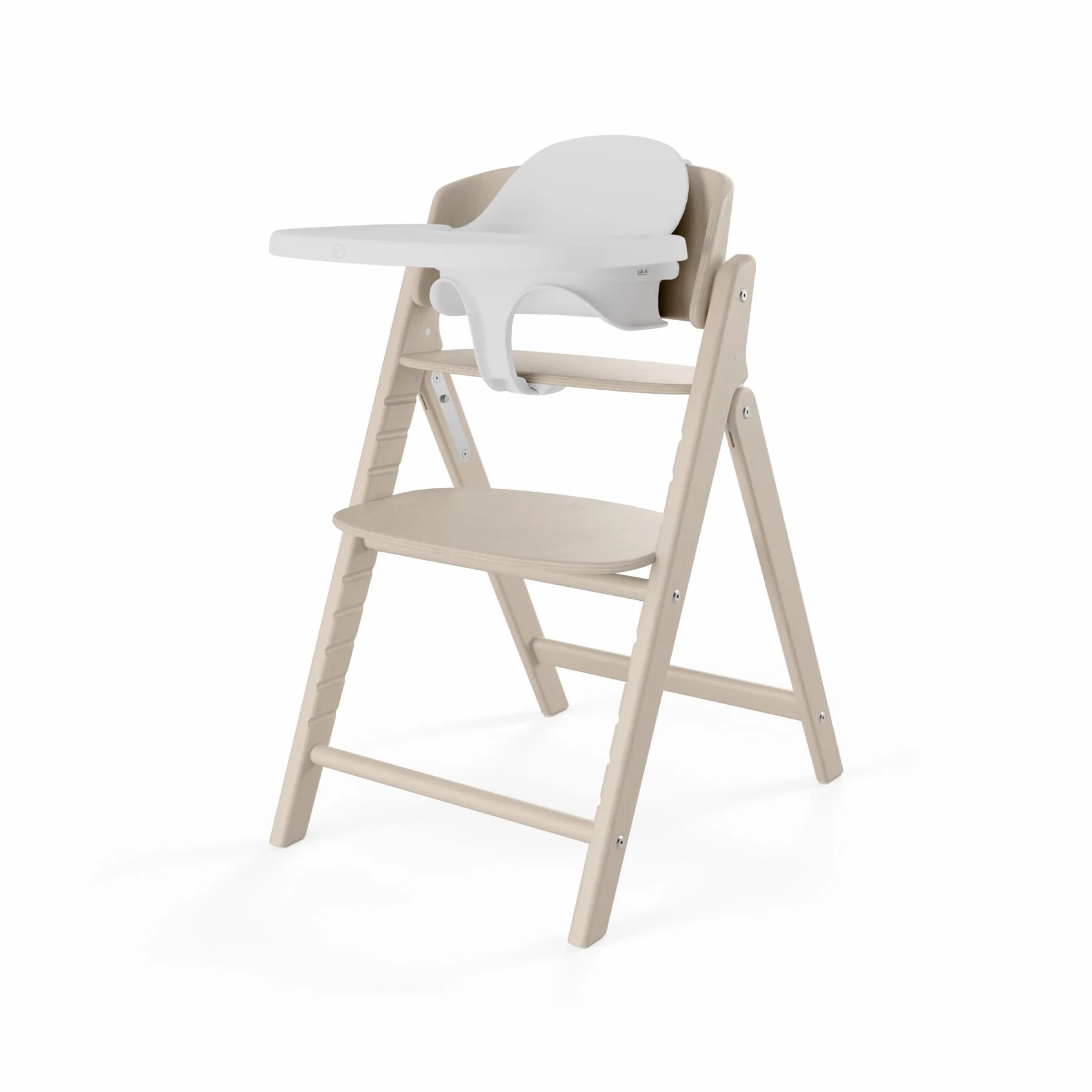 CYBEX Gold CLICK & FOLD Set seggiolone 4in1, cresce con il bambino, dalla nascita fino a 99 anni, incl. Gold Bouncer Nest, set per neonati e vassoio, legno di faggio/cotone/plastica, Light Natural