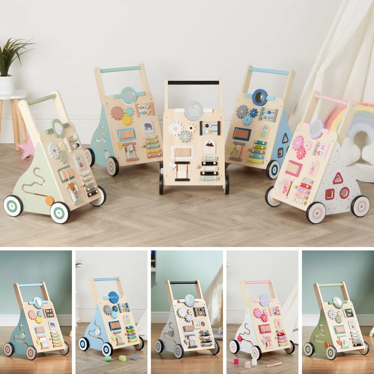 Haus Projekt Carrello Primi Passi Rosa, Girello Bambina di Legno Rosa, Carrellino Primi Passi Legno, Giocattoli per Bambini 1 anno, Regali di Primo Compleanno per Bambini, Regalo di Pasqua