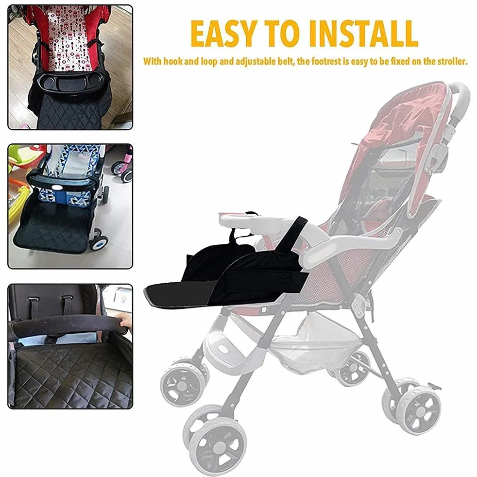 Poggiapiedi per Passeggino, Universale Poggiapiedi, Accessorio Supporto Piede in Plastica Nero, per Uso Giornaliero, per Viaggi Prolungati, per la Spesa