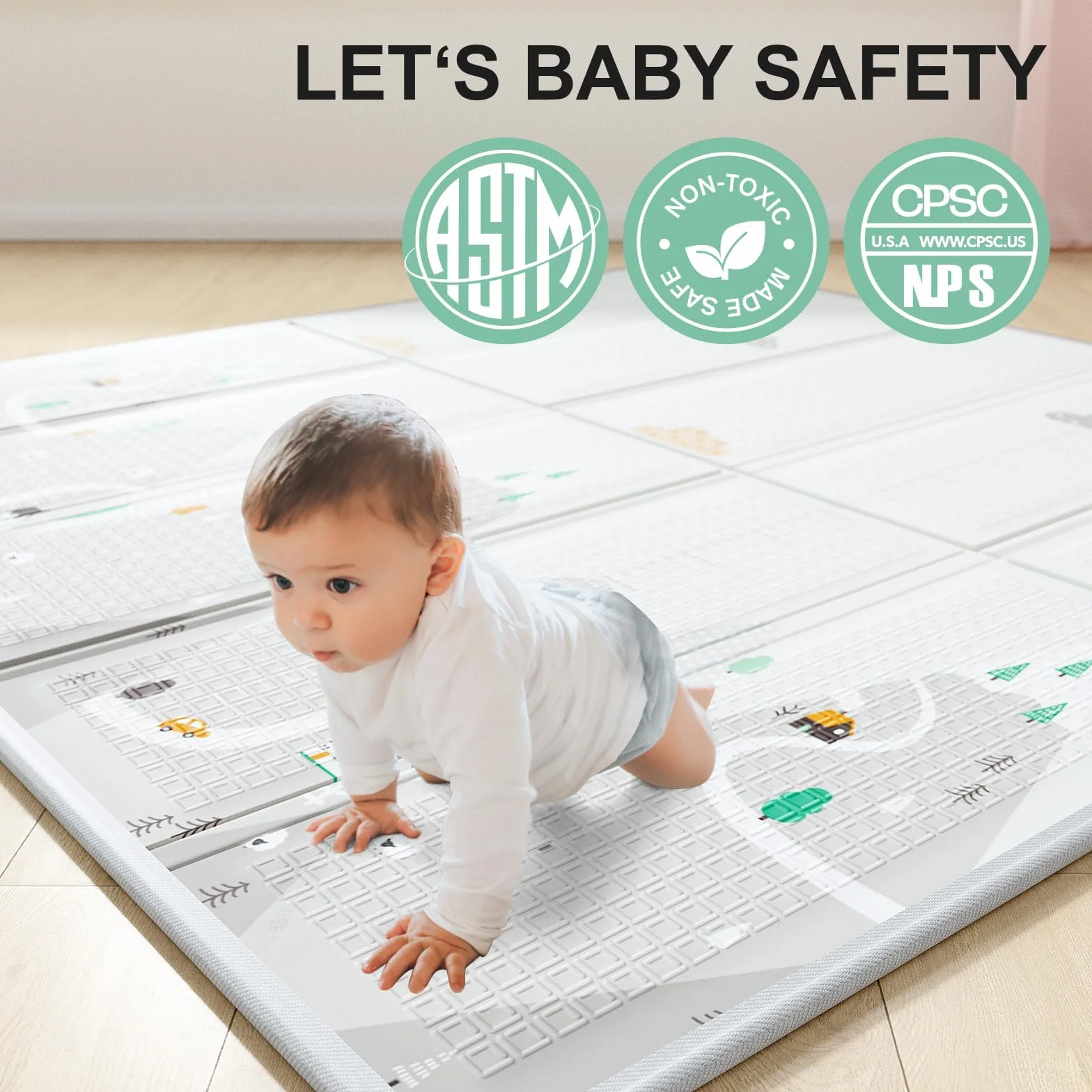 Box per Bambini Modulare Pieghevole 150x150cm con Materassino 150x150x65cm