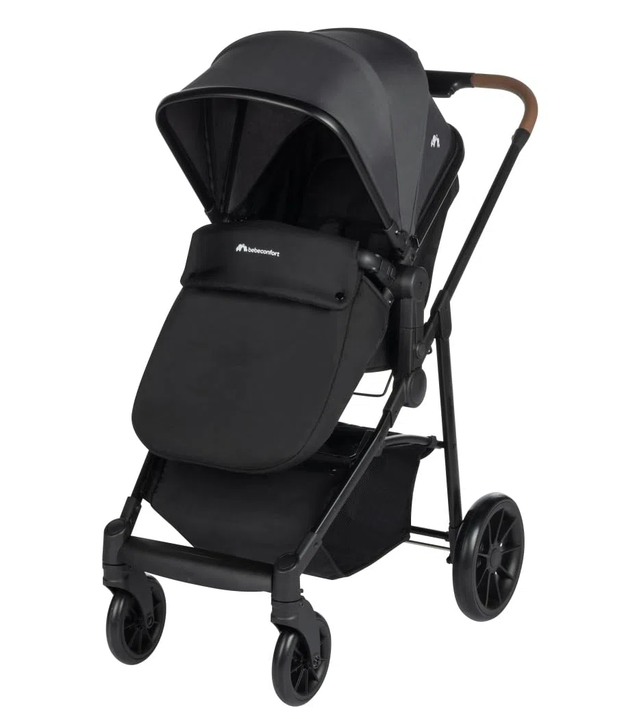 Bebeconfort Haze Trio, 3 in 1 Passeggino per bambini 0-4 anni, max 22 kg, Passeggino Leggero e Compatto, Seduta Convertibile in Navicella, Seggiolino Auto i-Size, Coprigambe e parapioggia, Tinted Grey
