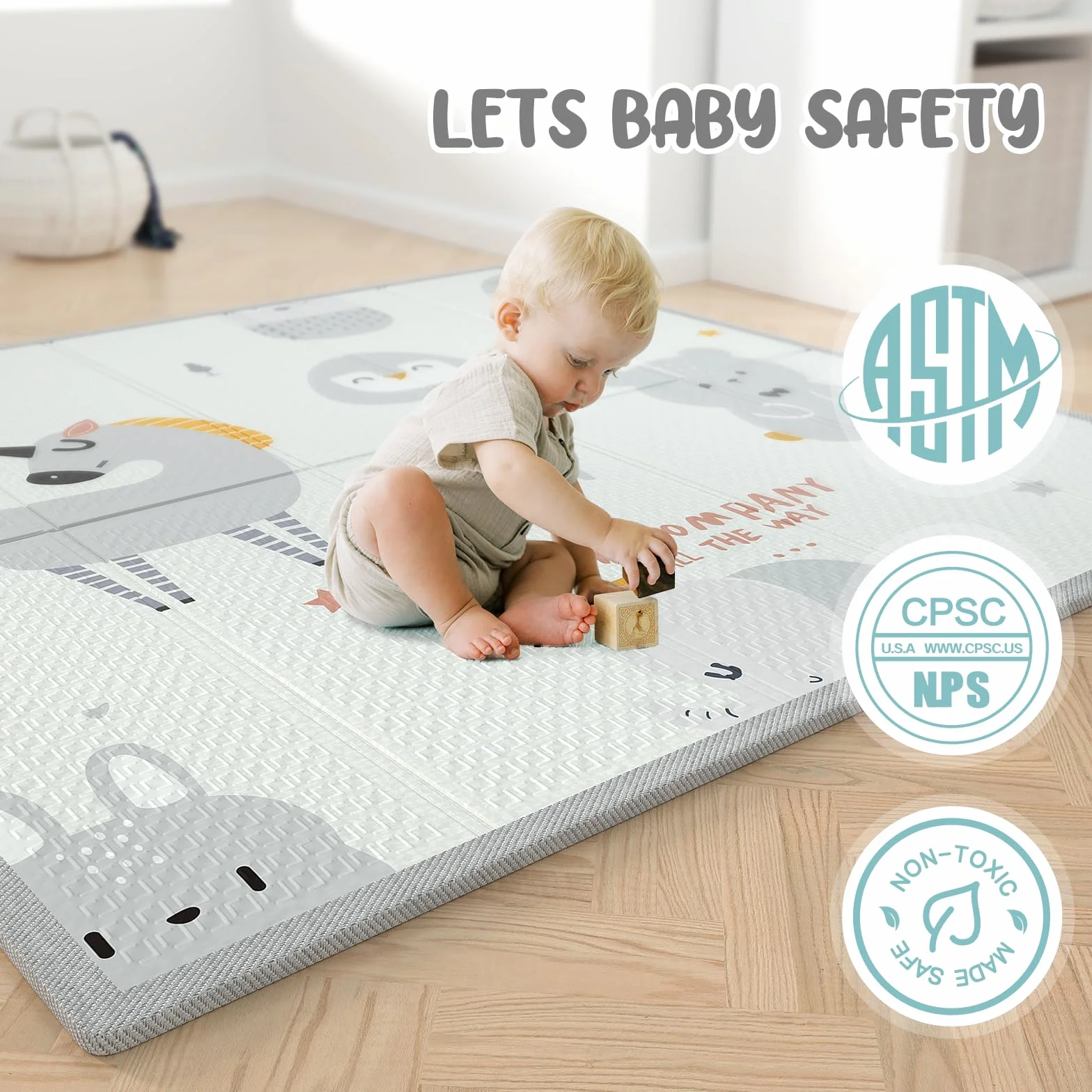 Box Bambini 120x120cm Recinto Neonato con Tappeto Materassino e 2 Maniglie