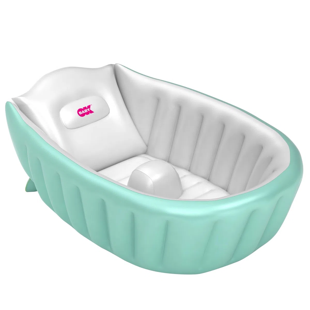 OKBABY Vaschetta Gonfiabile Onda Baby Soft per Bagnetto Neonato - da 0 a 12 Mesi - Azzurro