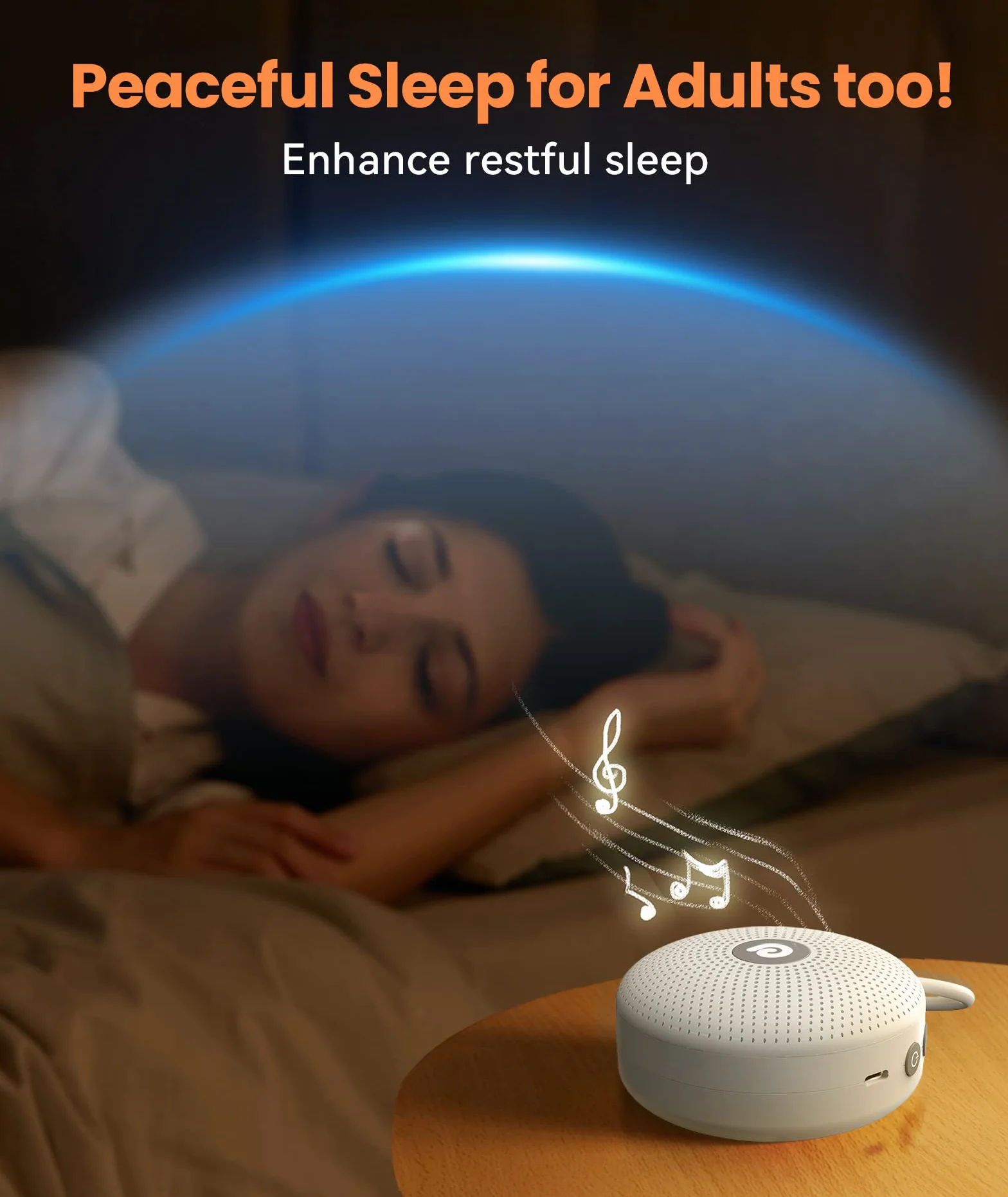 Dreamegg Macchina Rumori Bianchi per Neonato - D11 White Noise Machine Portatile con 21 Suoni Rilassanti, Max 60H di Lunga Durata, Accessori Neonato 0+ Mesi, Regalo per Neonati