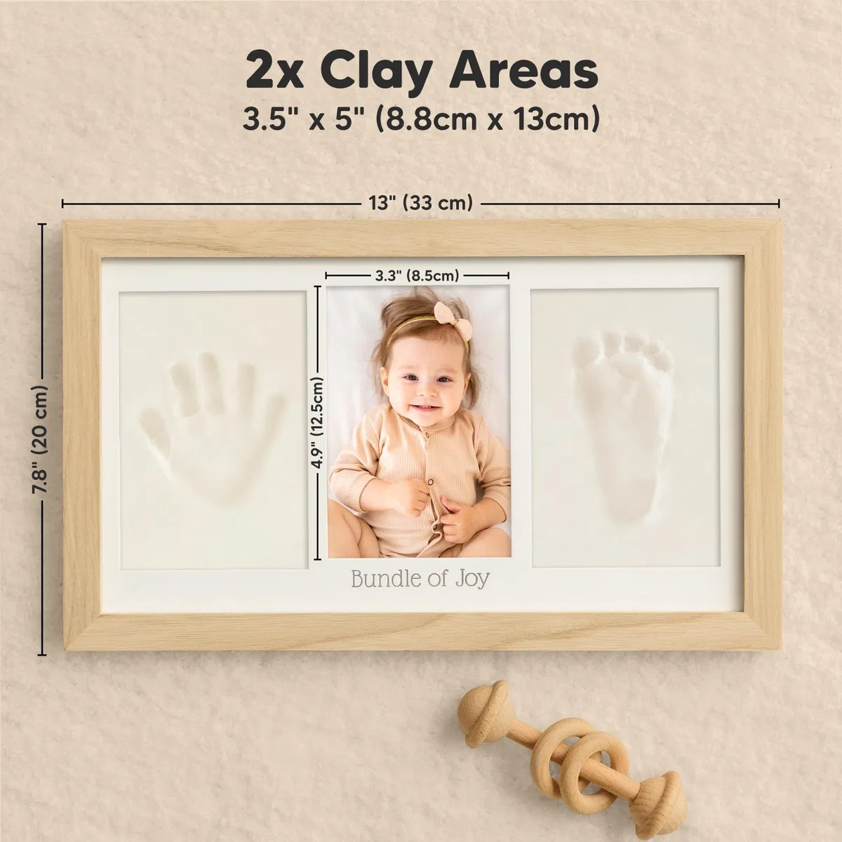 KeaBabies Bambino Impronta di mano Ricordo Kit - Cornice per foto con stampe per neonati - Kit artistici con memoria della scuola materna - Baby doccia Cornici per ragazze, ragazzi (Ash Wood)