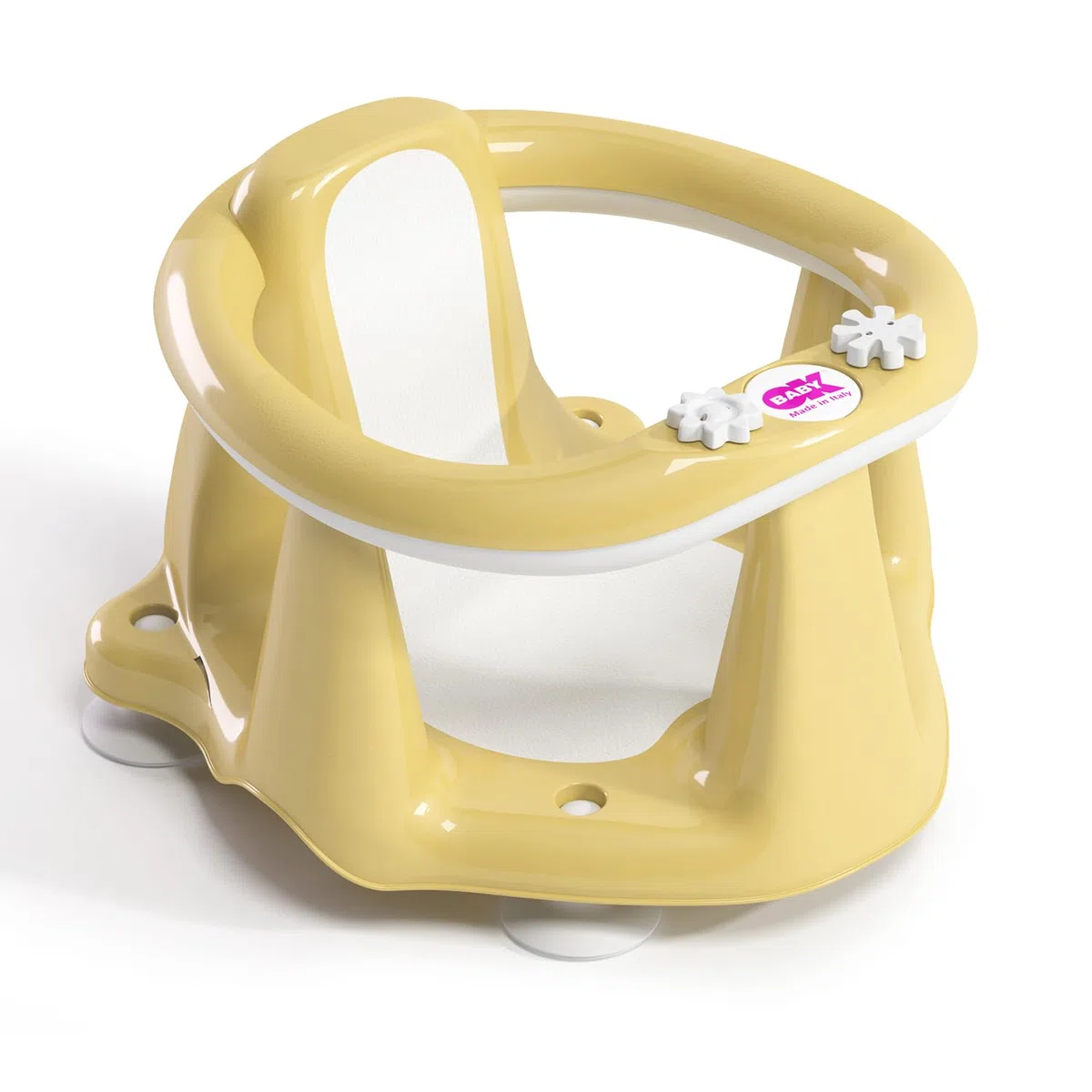 OKBABY Flipper Evolution - Seggiolino da Bagno, Anello con Seduta in Gomma Antiscivolo per il Bagnetto del Neonato 6-15 Mesi (13 kg) - Giallo