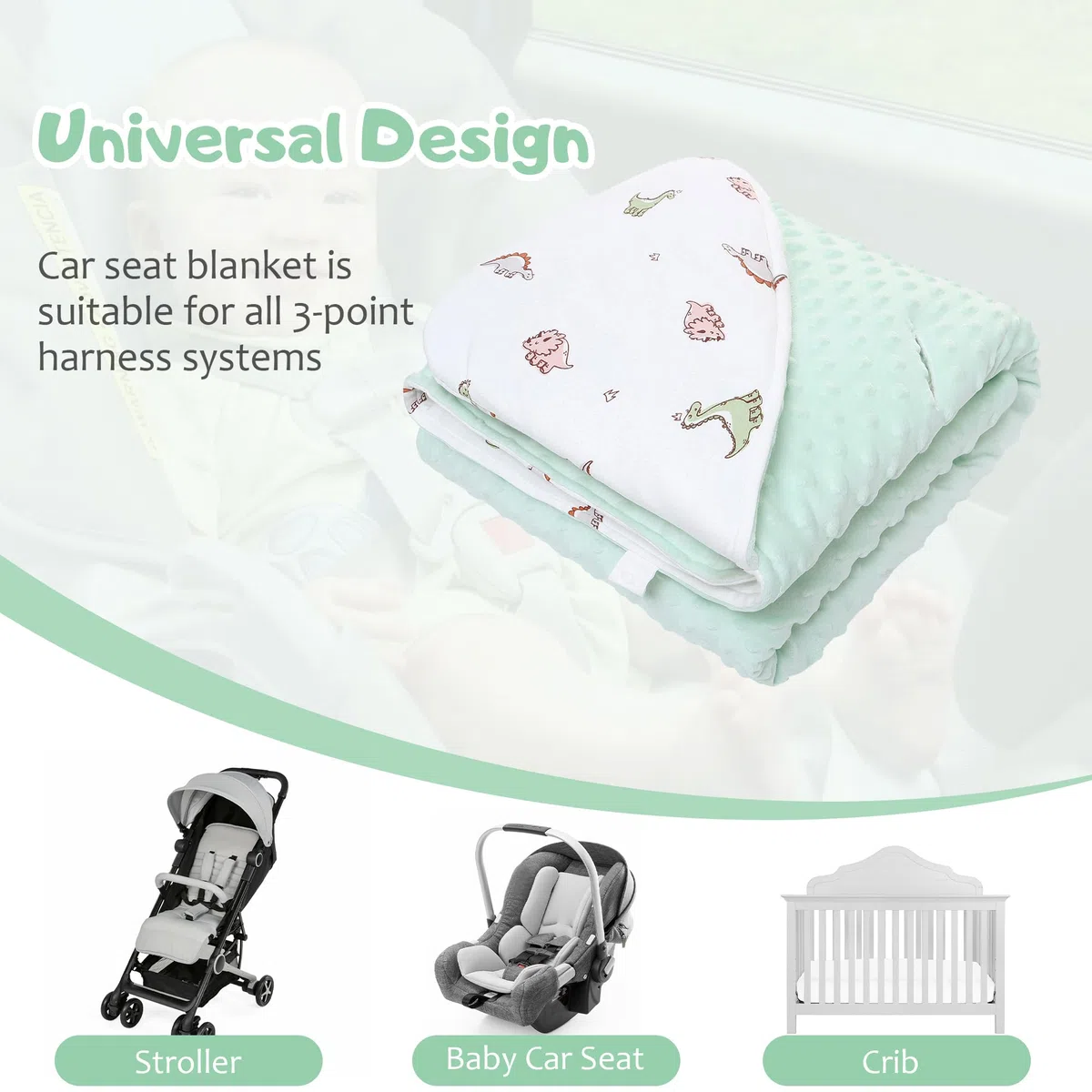 Coperta per Passeggino Universale 90 x 90 cm, Coperta Neonato per Seggiolino Auto, Passeggino, Navicella, con Imbottitura, Adatto per L'autunno e L'inverno