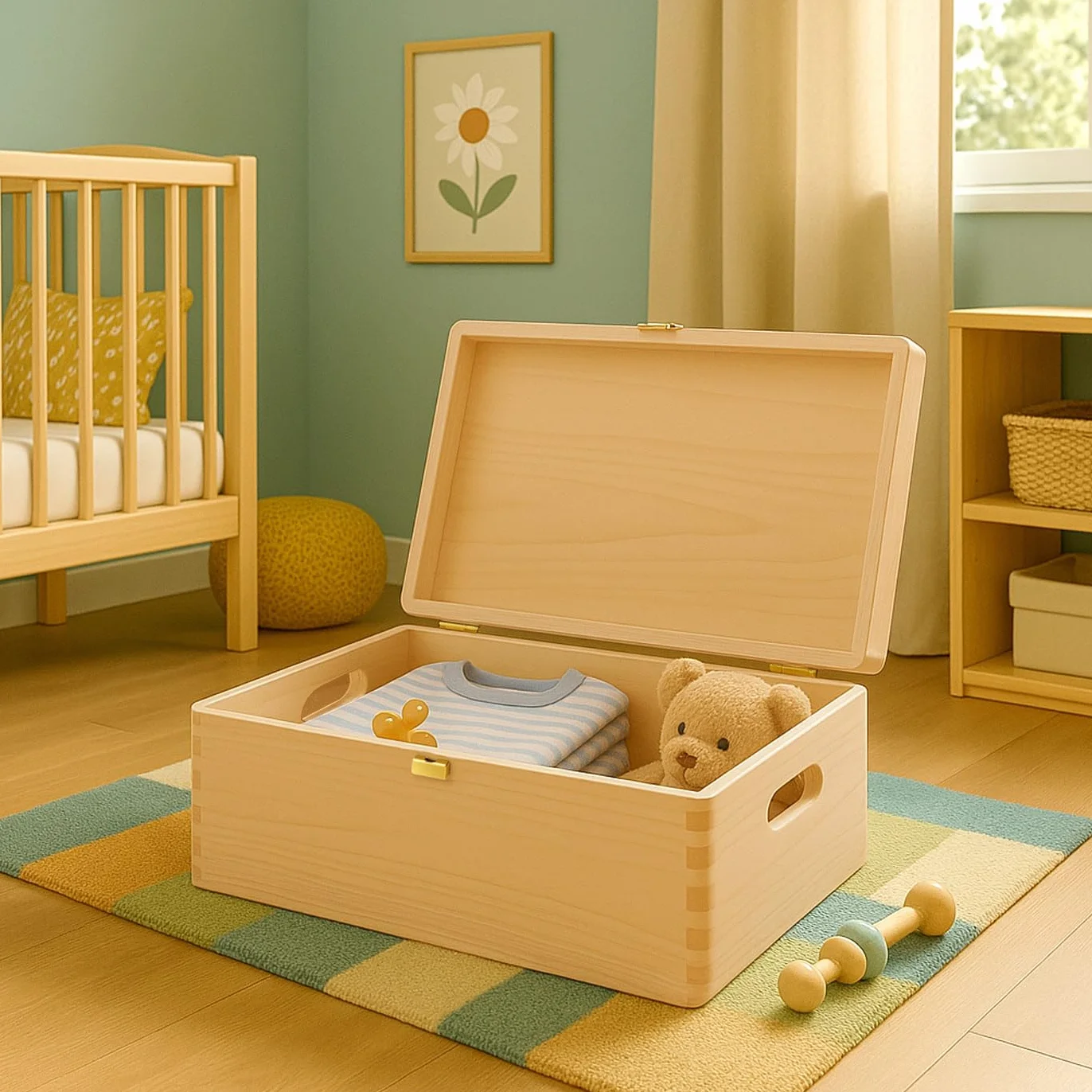 Maverton Scatola Ricordi Neonato o Neonata Personalizzata - Scatola Regalo per Bambini in Legno di Pino Naturale - Regalo Battesimo Bimbo o Bimba - regalo di Natale - Porta Oggetti per Ricordi Nascita