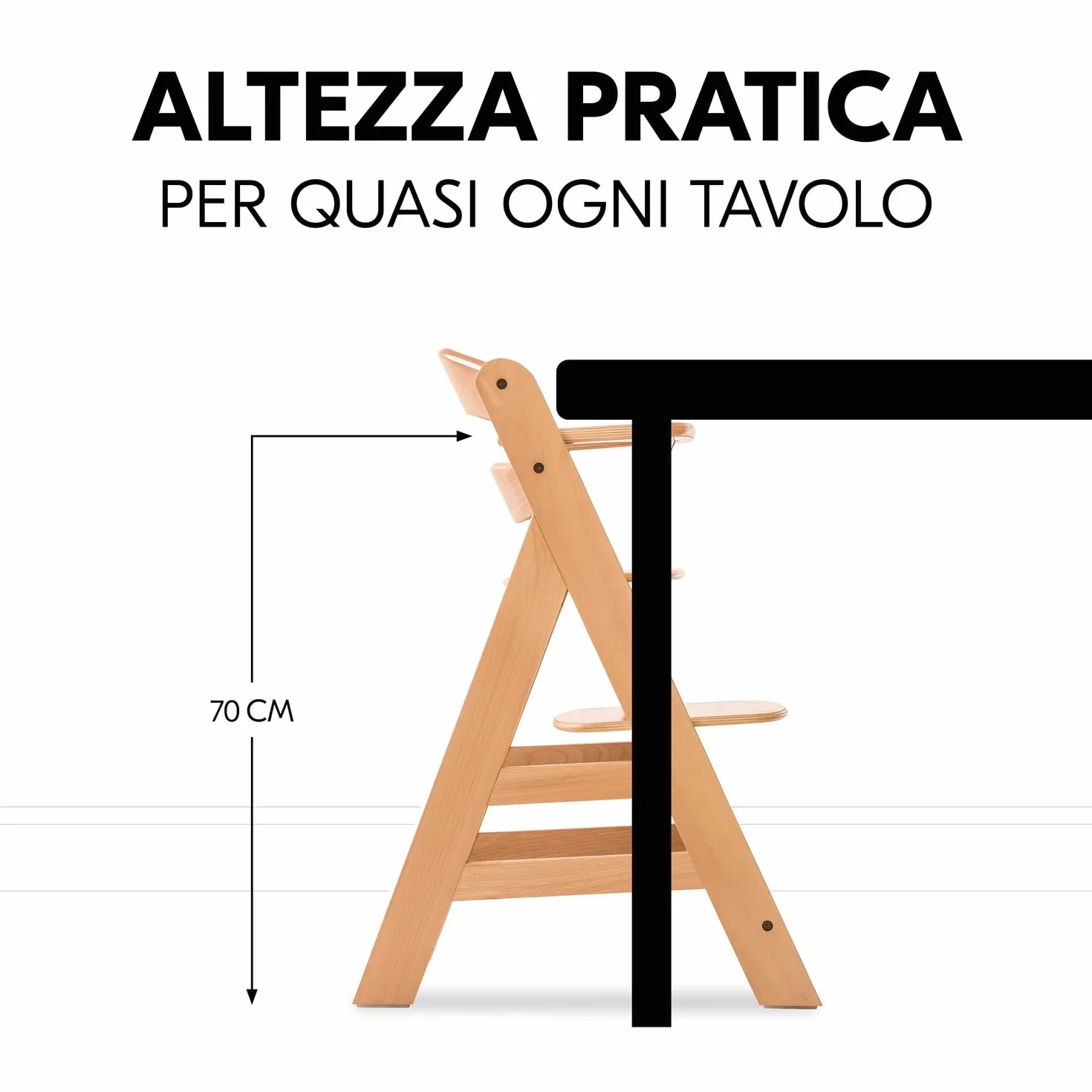 Hauck Seggiolone Pappa Alpha+ Legno FSC® Naturale - Sedia Evolutiva 6 mesi-90 kg con Barra Frontale e Cintura 5 Punti