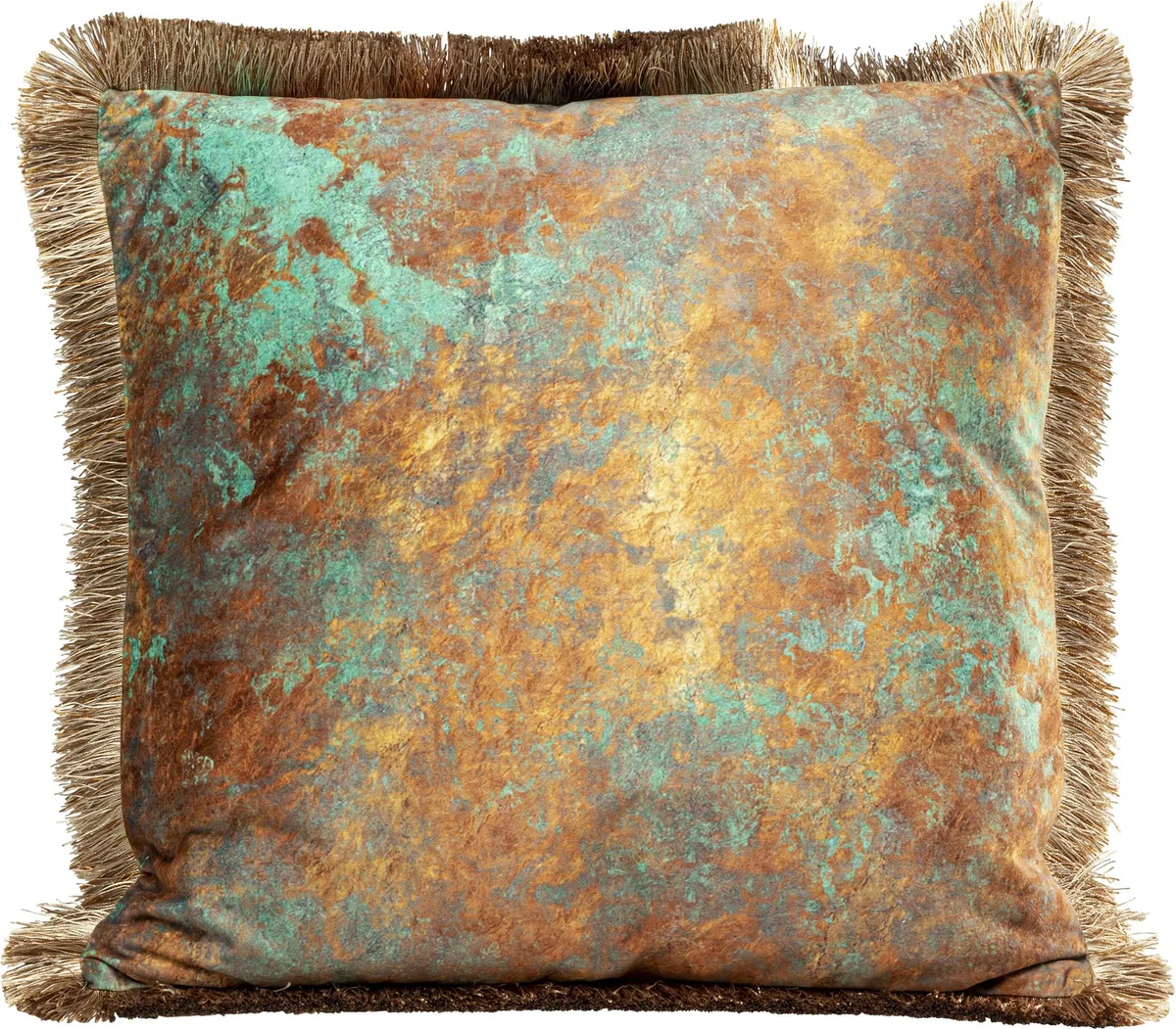 Kare Design cuscino Antique Fringe, 45x45cm, bronzo/verde chiaro, cuscino da divano/letto/sedia, stile elegante/lussuoso versatile