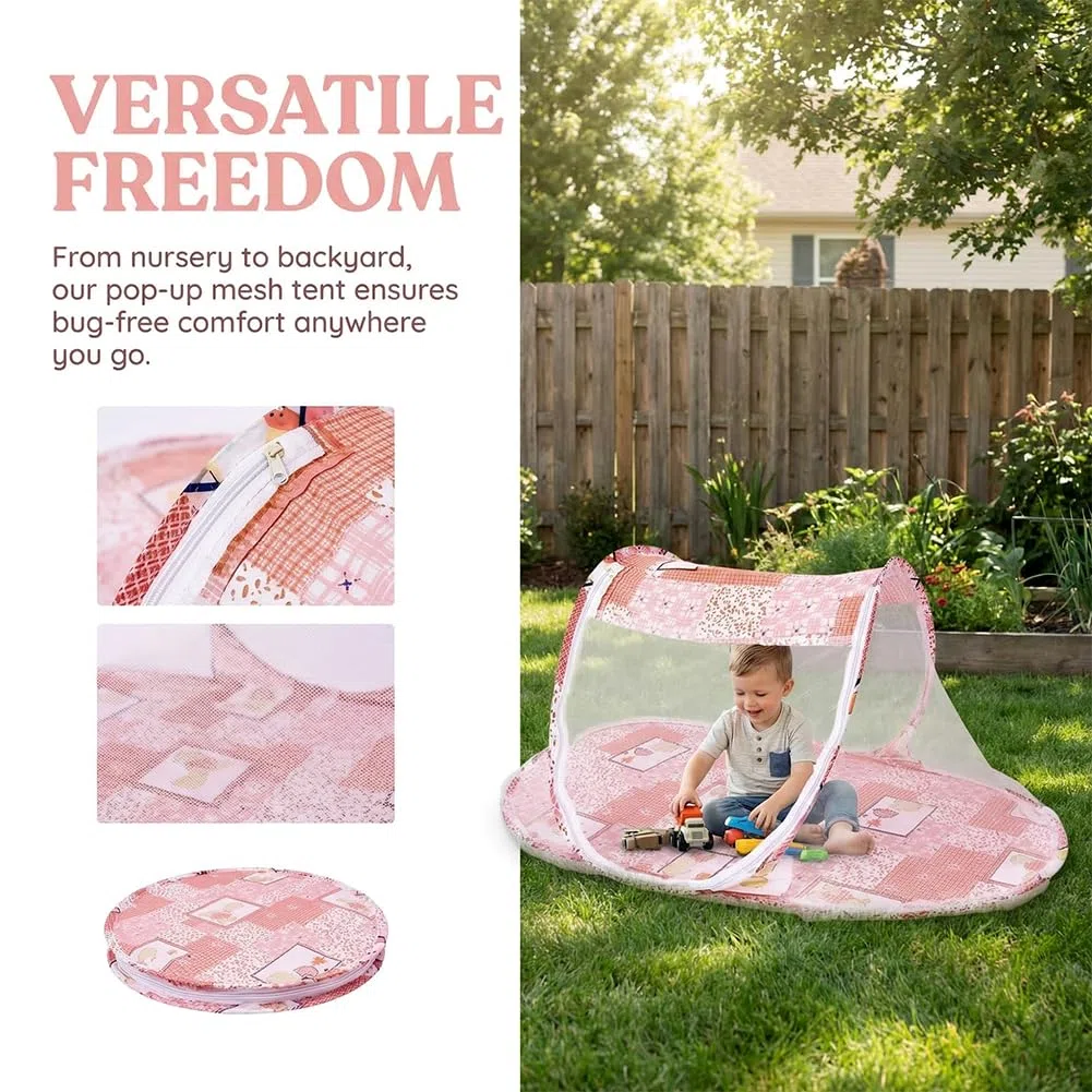Zanzariere per Culla, Zanzariera Lettino Bebè Pieghevole Tenda Anti Zanzare per Culla da Viaggio Portatile Zanzariera Pieghevole Tenda da Viaggio per Famiglia Viaggi All'Aperto( 108 x 60 x 38cm)(Rosa)