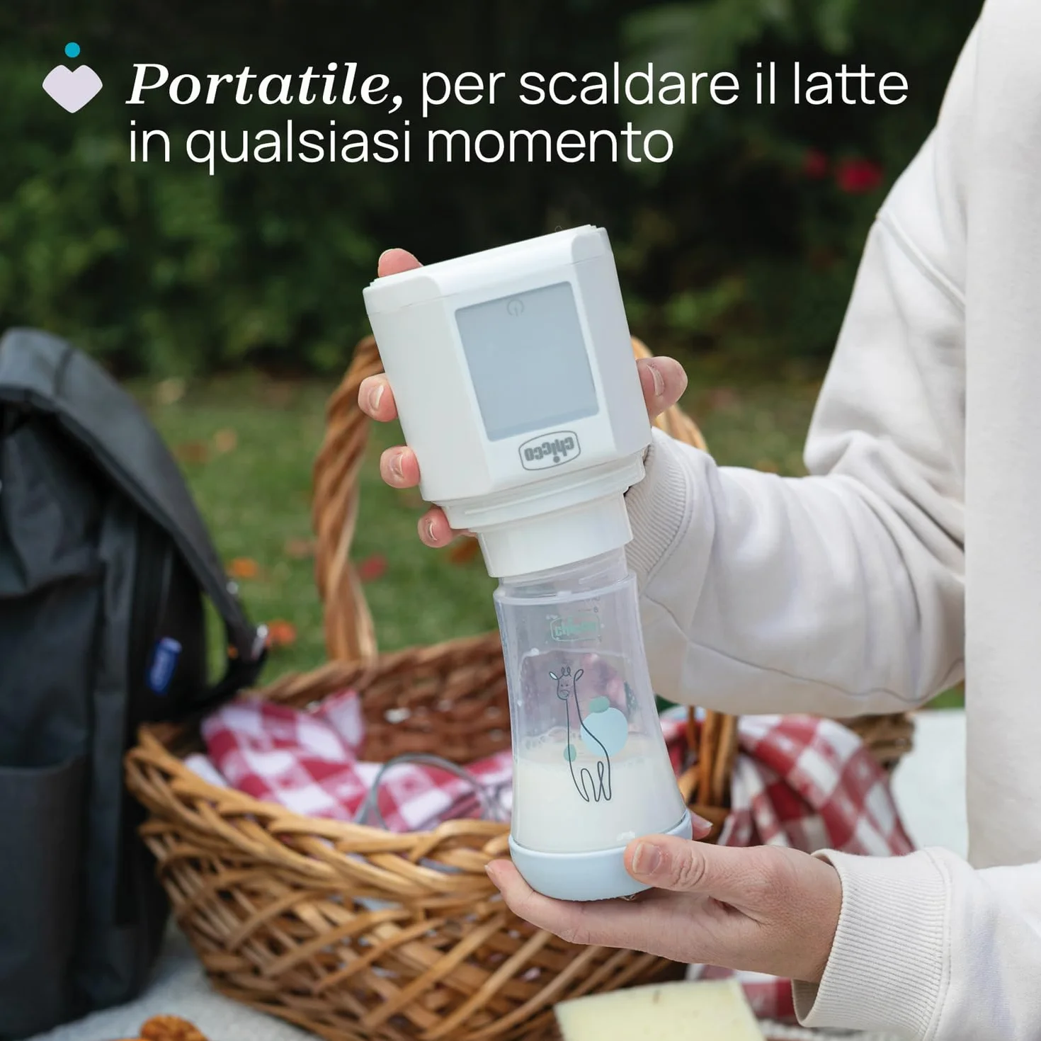 Chicco Scaldabiberon Portatile Multifunzione con Sterilizzatore, Autosterilizzante, Riscaldamento Rapido Latte e Sterilizzazione Ciucci, Batteria USB-C, 7 Adattatori Inclusi, Chicco e Altri,Senza Fili