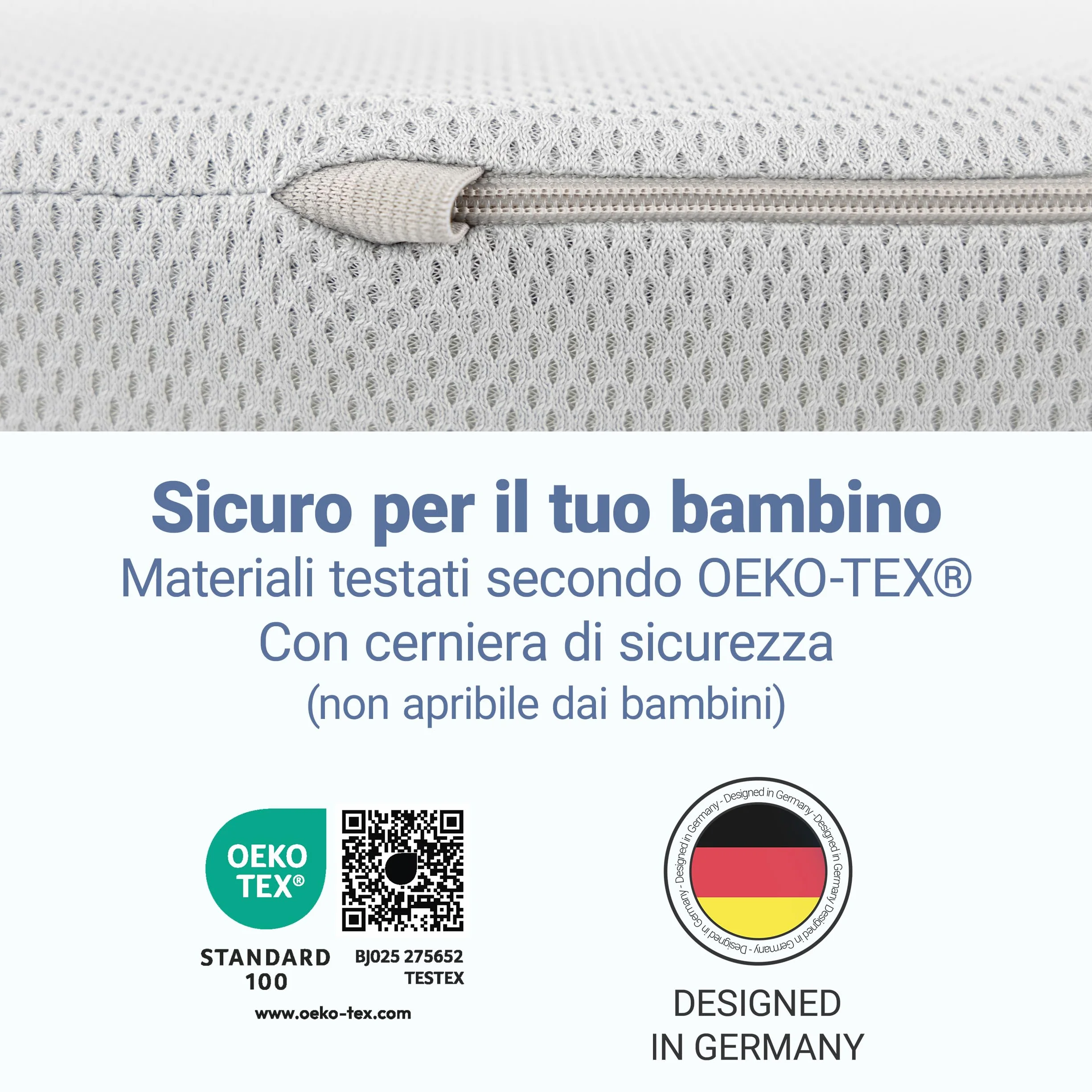 LaLoona Materassino da Viaggio 60x120 cm - Materasso Pieghevole Neonato 5 cm Spessore – con Fodera Sfoderabile - Borsa Trasporto - Traspirante - Lavabile - Certificato OEKO-TEX - Grigio