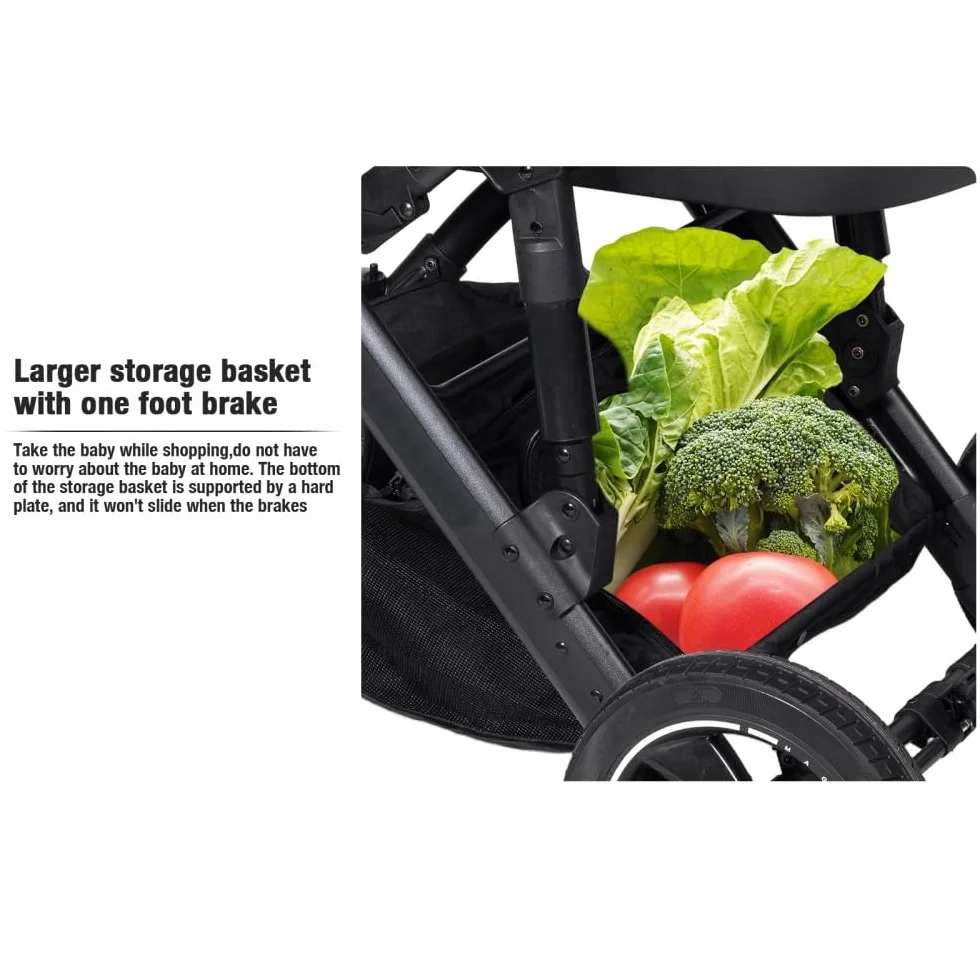Passeggino 4 in 1 regolabile in altezza, Nero, Set completo