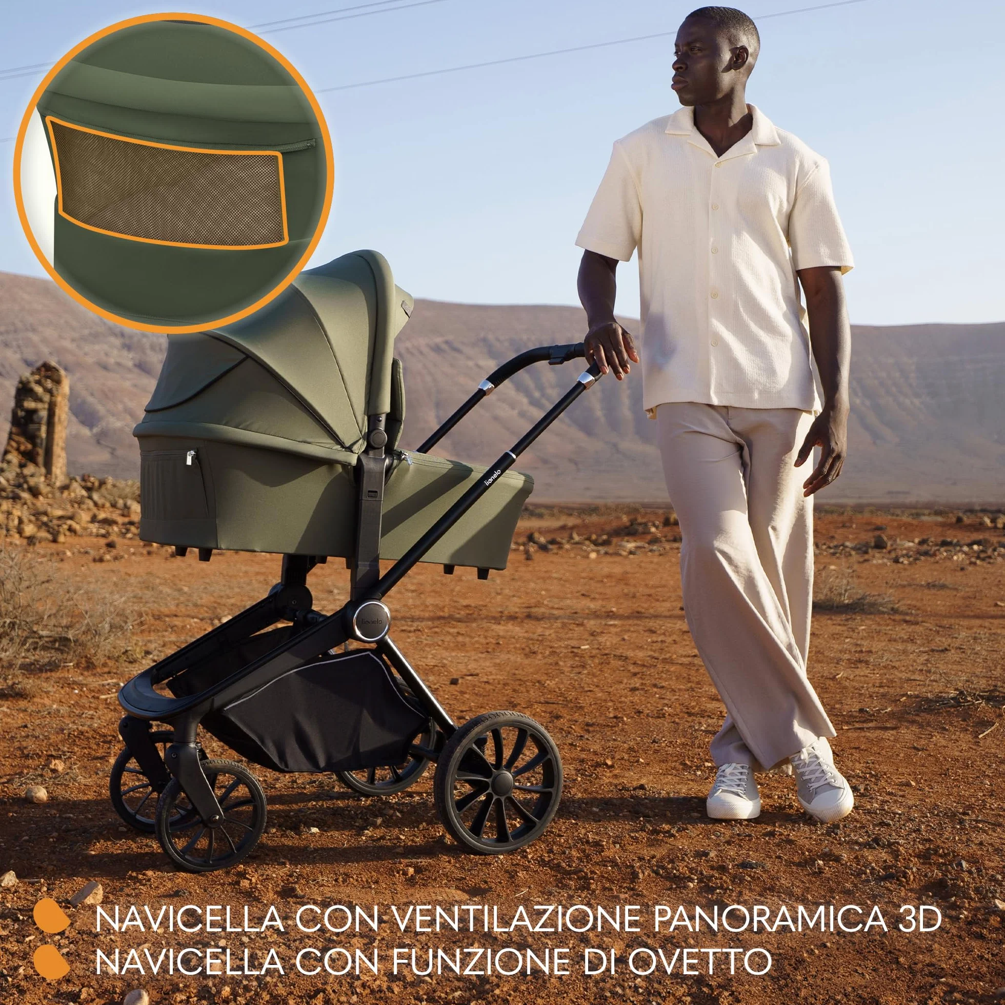 LIONELO MIKA PLUS 3in1 Passeggino Trio Neonati 0-48 Mesi 22kg Navicella 9kg Seggiolino Auto Ovetto 13kg