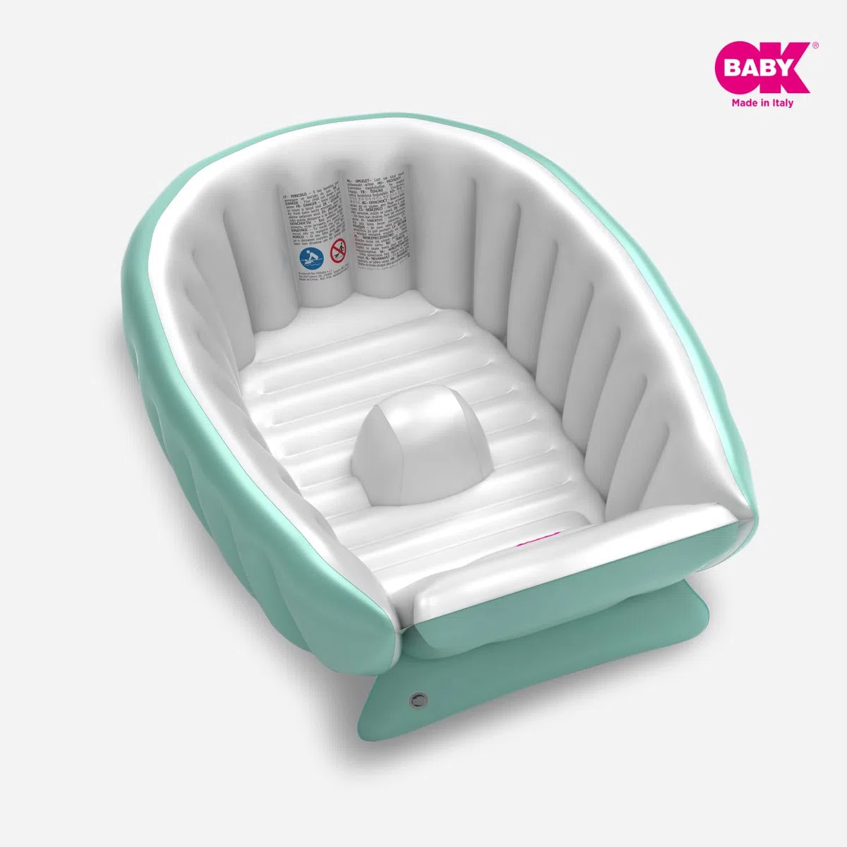OKBABY Vaschetta Gonfiabile Onda Baby Soft per Bagnetto Neonato - da 0 a 12 Mesi - Azzurro