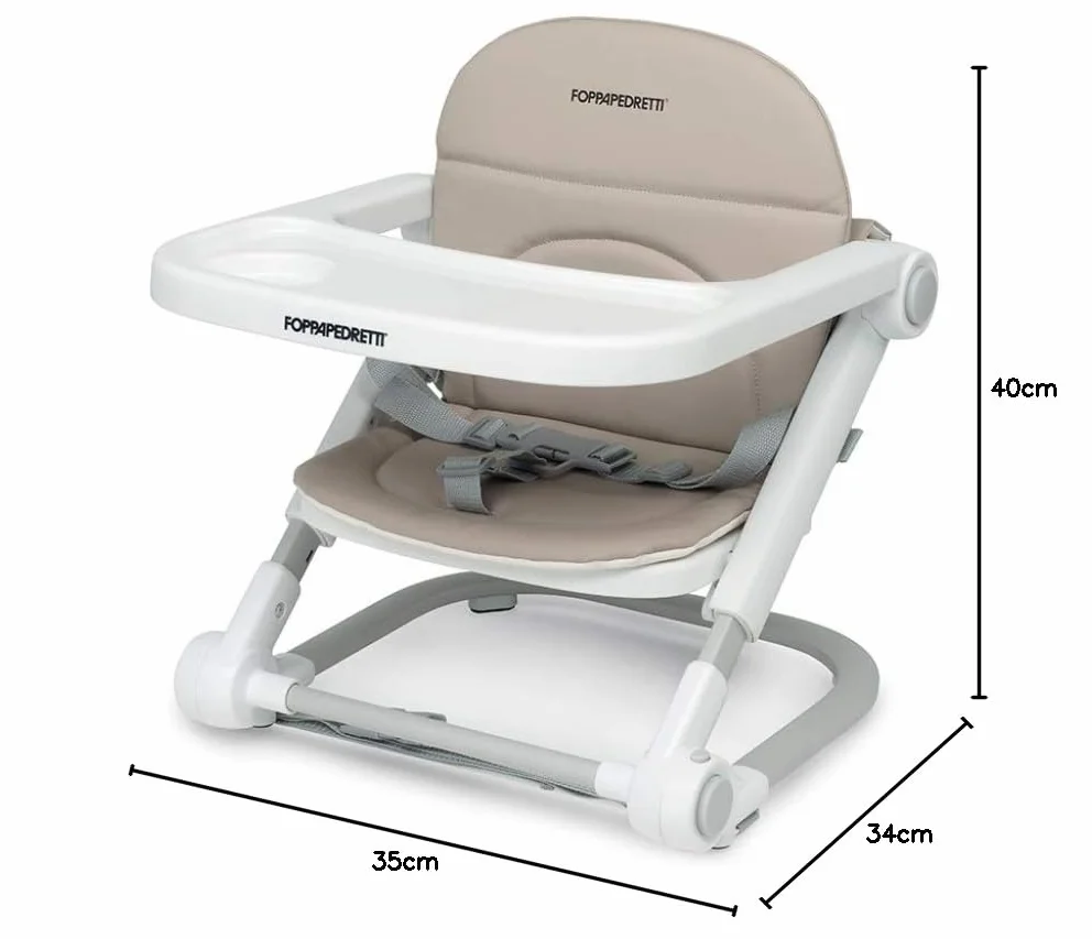 Foppapedretti Seggiolino Alzabimbo Lift, bambini 6 mesi-3 anni (15 kg), Vassoio Amovibile, Chiudibile, Borsa Inclusa, Imbottitura Lavabile, 3 Altezze