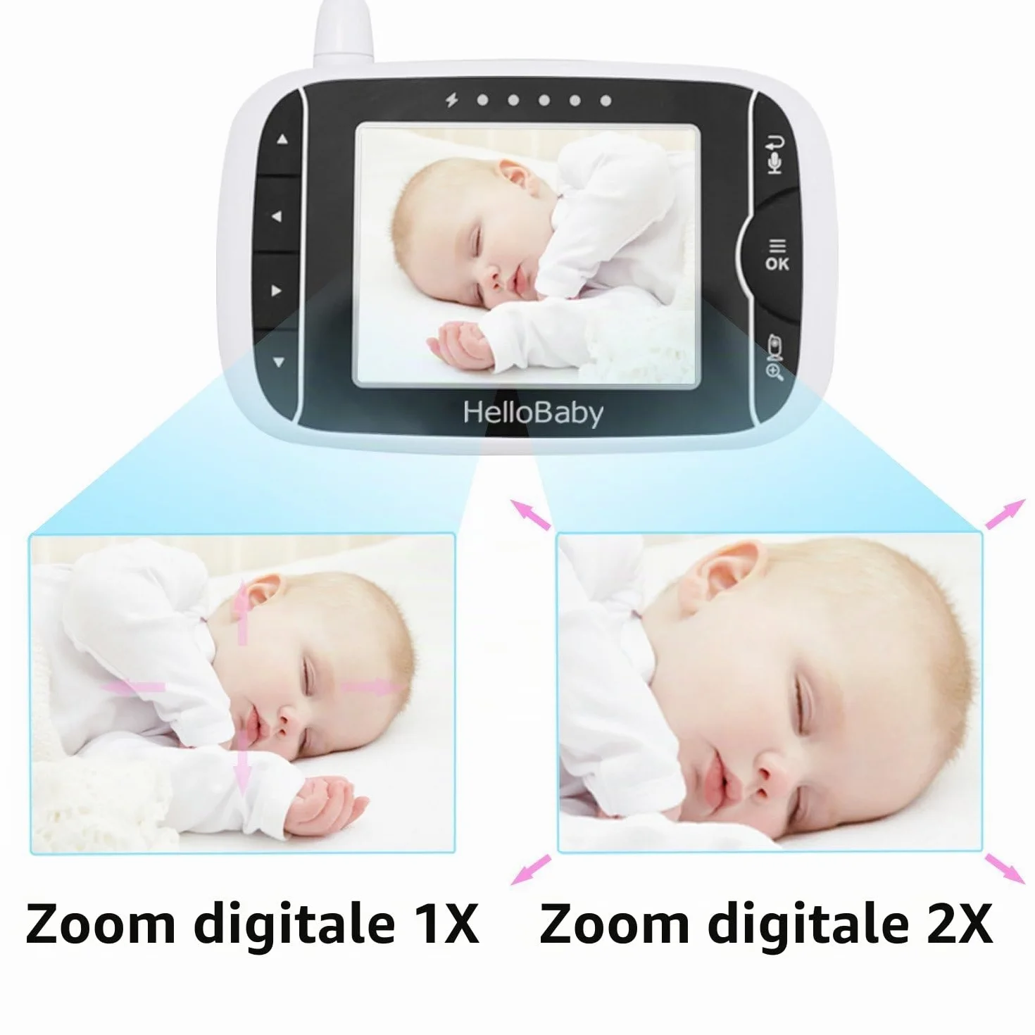 HelloBaby HB32 Visione Notturna Video Baby Monitor 2 vie Citofono