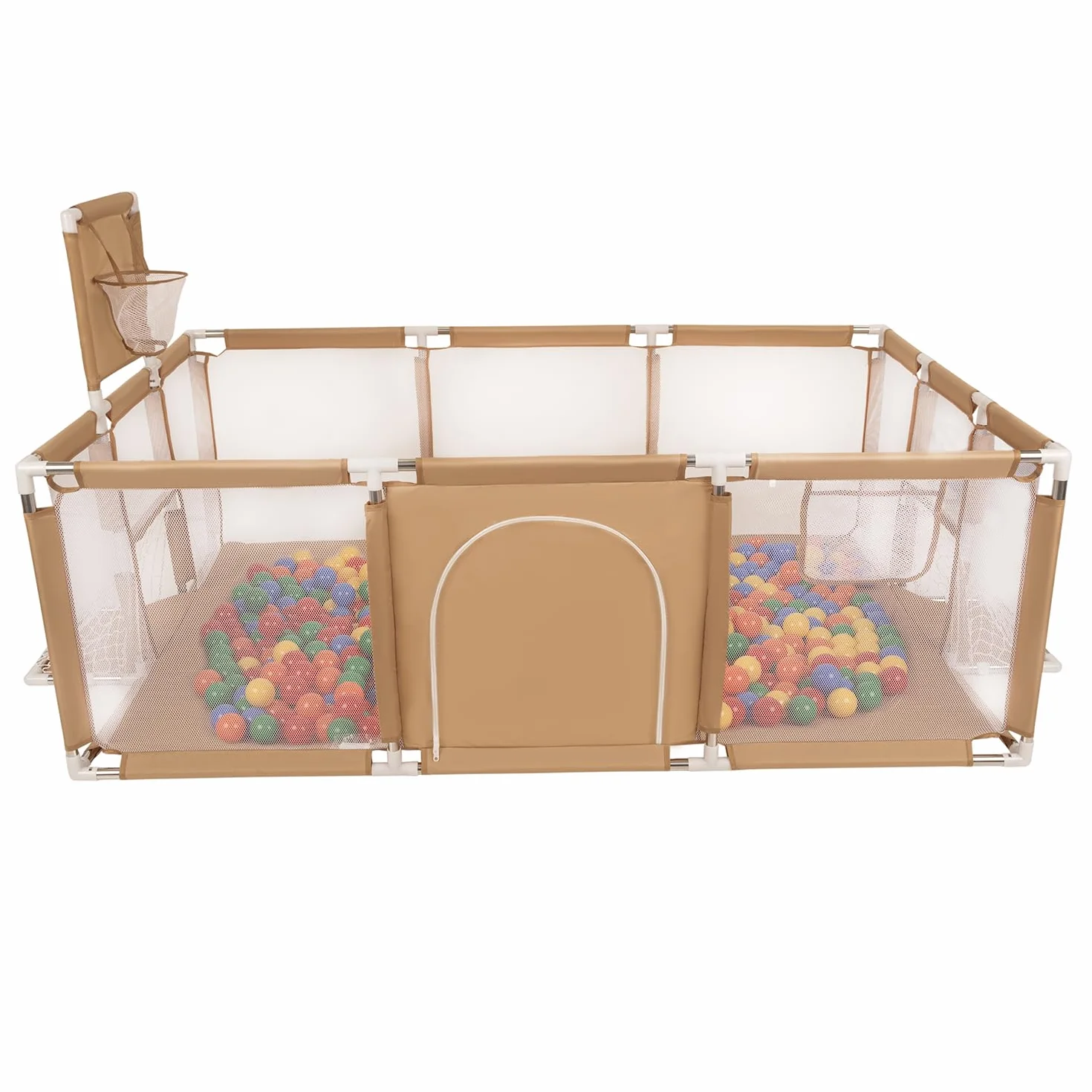 Selonis Recinto Per Bambini Con 900 Palline 6 Cm, Playground Box, Beige: Giallo/Verde/Blu/Rosso/Arancione
