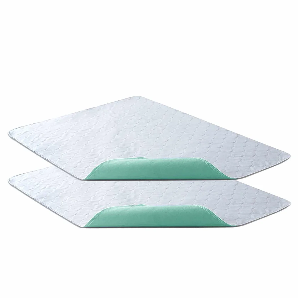 Bedecor Traverse Letto Anziani Lavabili 86x132 cm Set di 2 Impermeabile Assorbente 4 Strati Verde