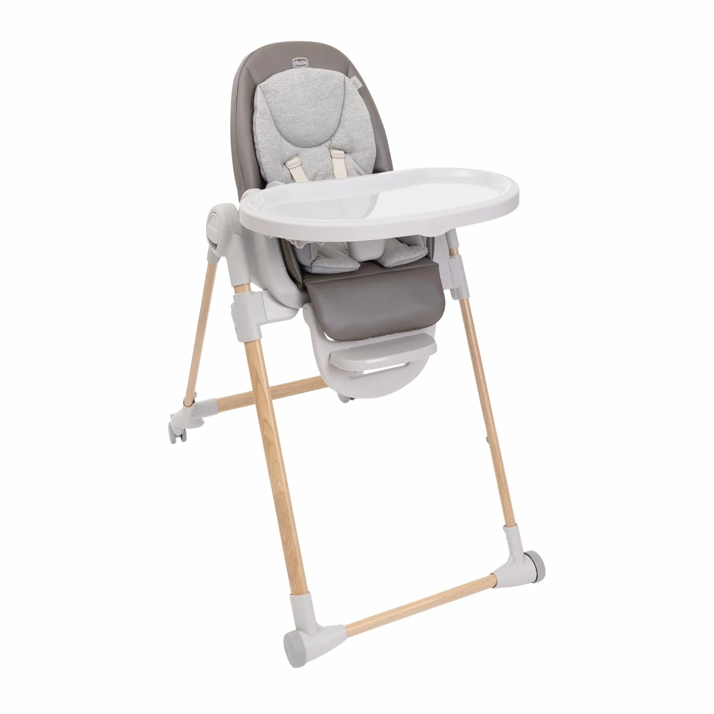 Chicco Polly Armonia Seggiolone Evolutivo Pappa Bambini 0-40 kg Sedia Evolutiva Reclinabile Altezza Poggiapiedi Regolabili 4 Ruote Compatto Marrone