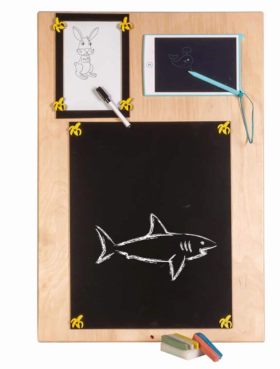 Leo - Quadro di attività sensoriale Montessori Busy Board in legno autoportante double face naturale Zoo 75 cm