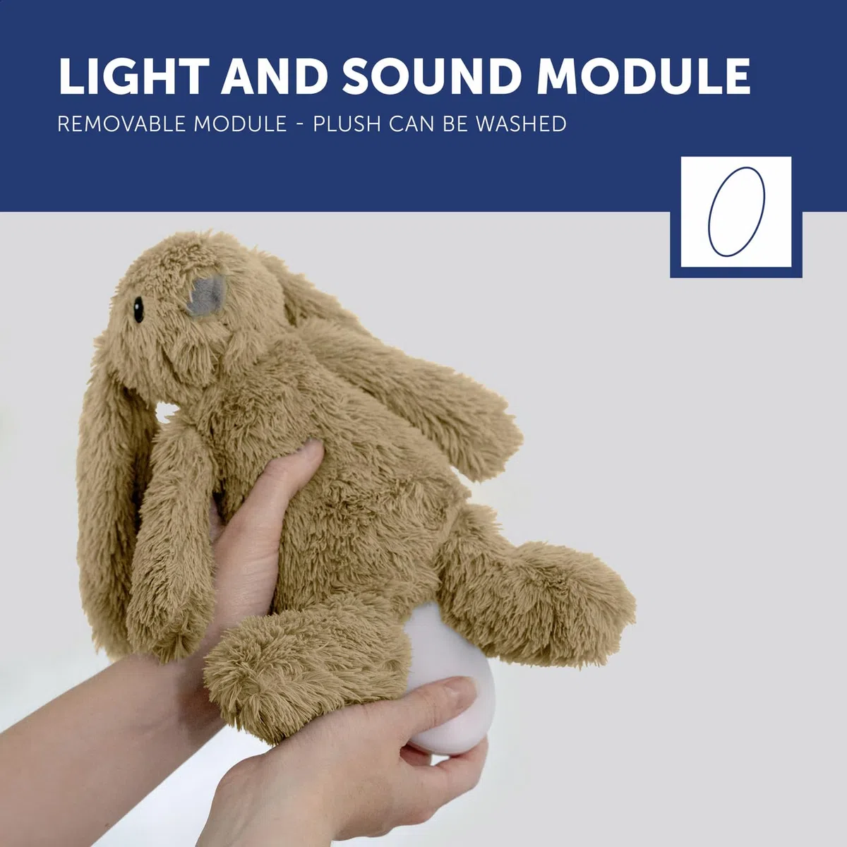 ZAZU - Ro del coniglietto Baby Sonno con batteria ricaricabile – Luce notturna in diversi colori e suoni rilassanti, sensore vino, spegnimento automatico e cavo di ricarica USB-C (beige)