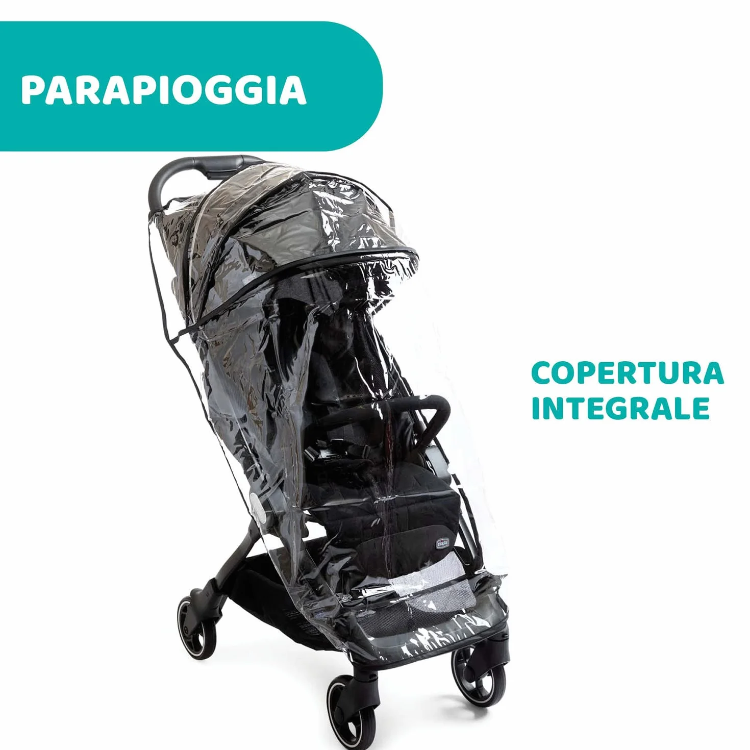 Chicco We Passeggino Leggero e Compatto 0-22 kg Reclinabile Chiusura Una Mano Capotte Parasole Parapioggia Nero